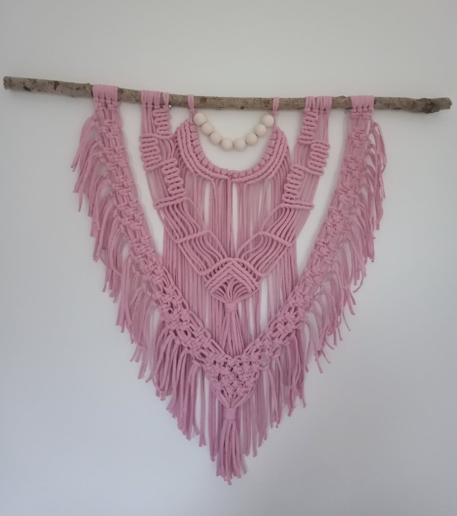 Wanddecoratie Iris-2, macramé, oud roze - 101345 Wanddecoratie, macramé, oud roze