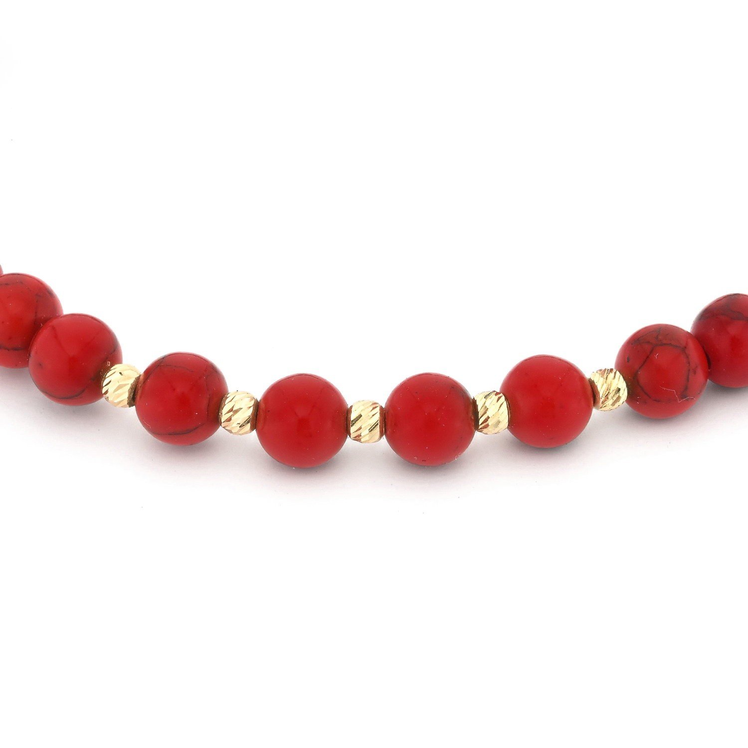 Elegante armband met rode howliet kralen en gouden accenten, voor vrouwen en mannen, ideaal als cadeau, maat verstelbaar 15-21 cm, ideaal als cadeau - 54188.jpeg Elegante armband met rode howliet en 14 karaat geelgouden kralen