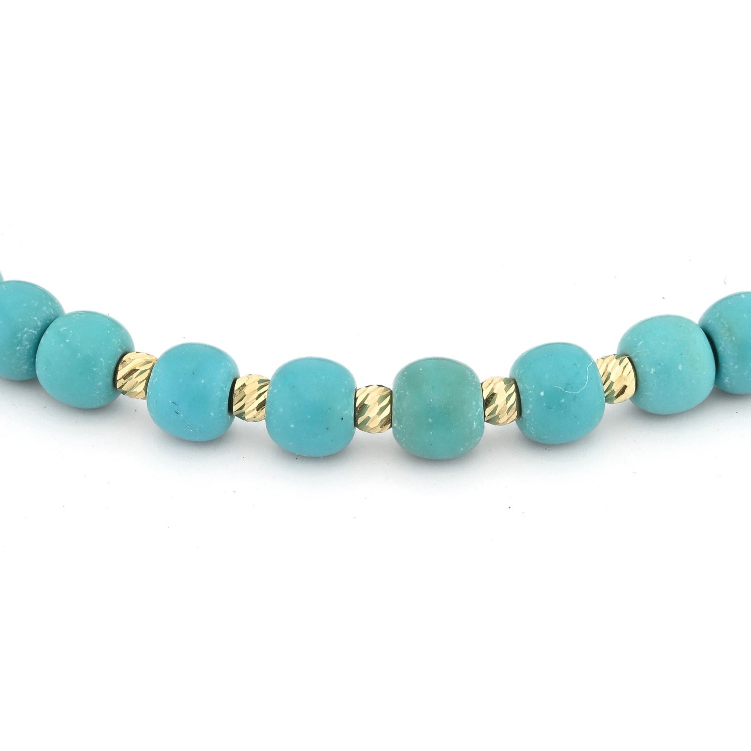 Turkoois armband met 14 karaat geelgouden kralen - 54698.jpeg Turkoois armband met 14 karaat geelgouden kralen