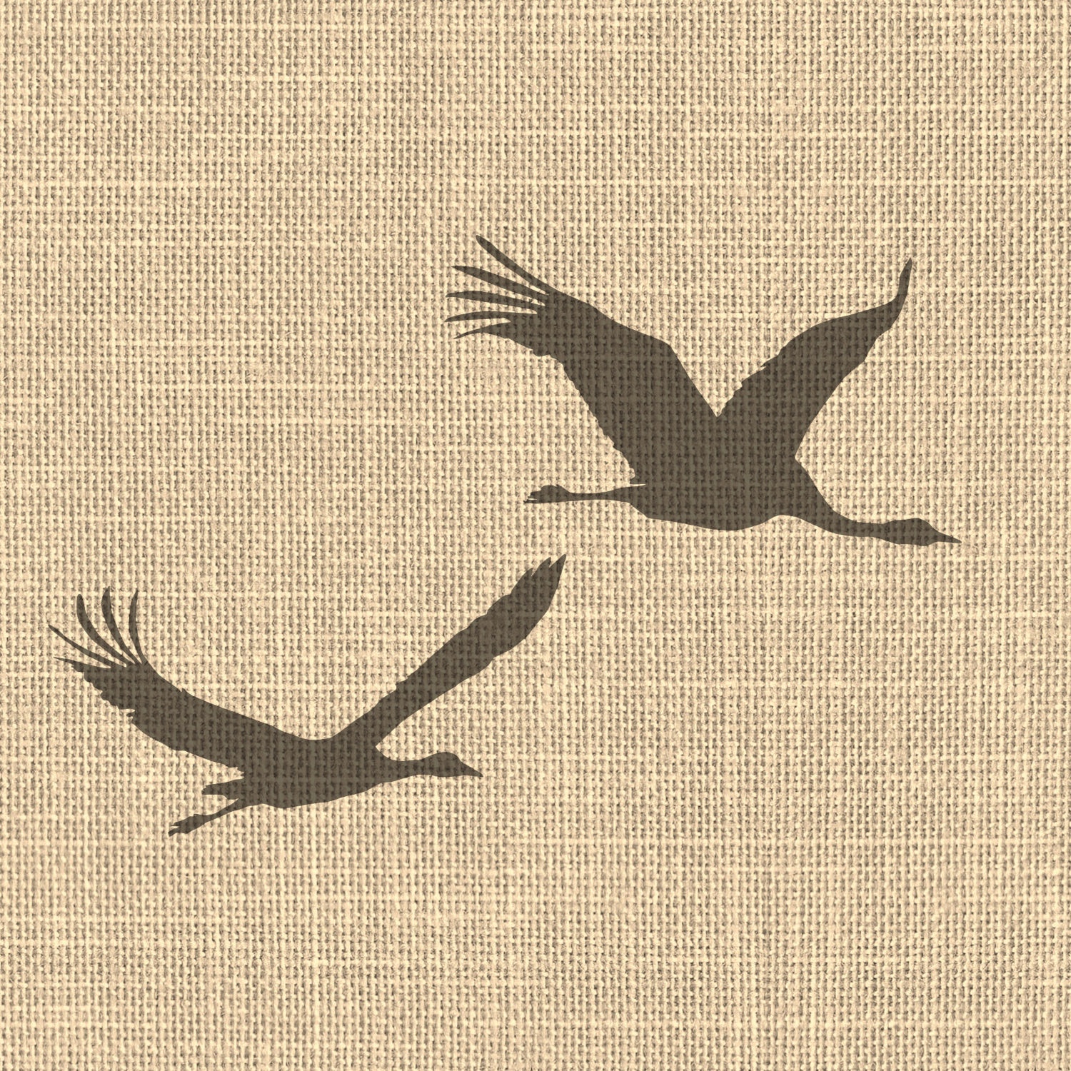 Vierkante Poster met Bloeiende Boom & Reigers - Japandi Wanddecoratie - 95635 Vierkante Poster met Bloeiende Boom & Reigers - Japandi Wanddecoratie