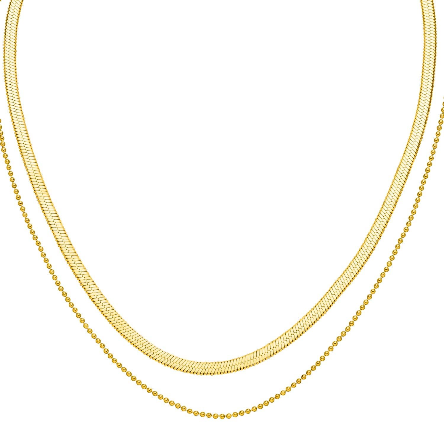 Double Layers Necklace - 137223 Dubbele Lagen Ketting - 18K Gold Plated