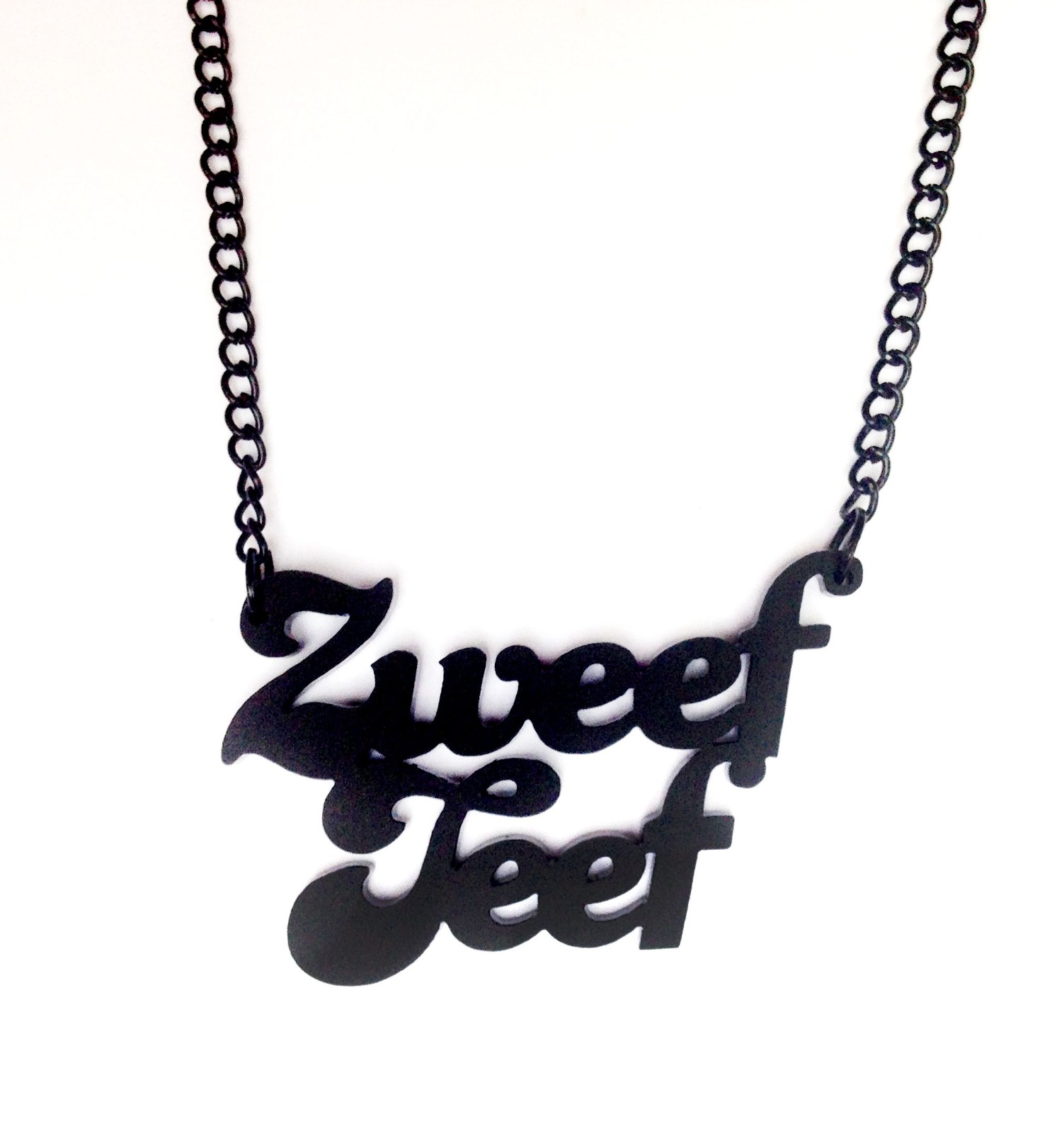 Zweefteef! naamketting (zwart) - 104653 Zweefteef! XL naamketting (zwart)