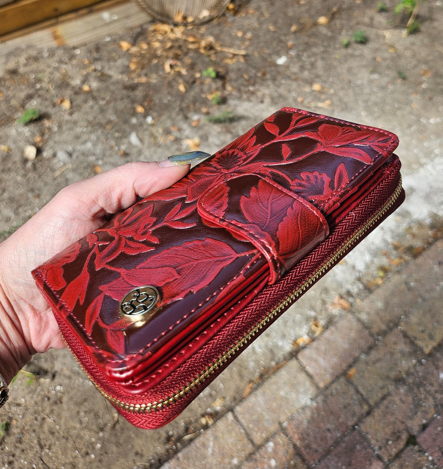 Luxe Gregorio Damesportemonnee van Echt Leer – Bloemenprint, RFID & Geschenkdoos