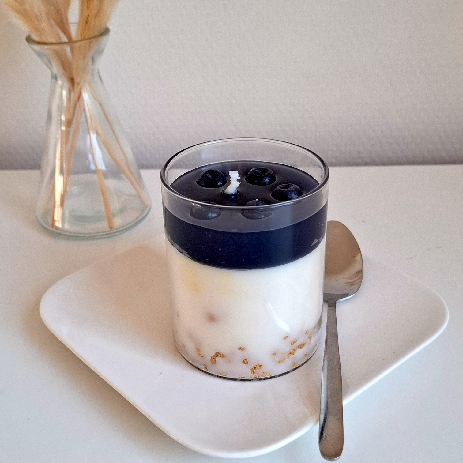 Bosbessen cheesecake kaars - Blueberry candle - soya en gelwas - 98063 Bosbessen cheesecake kaars - Blueberry candle - soya en gelwas