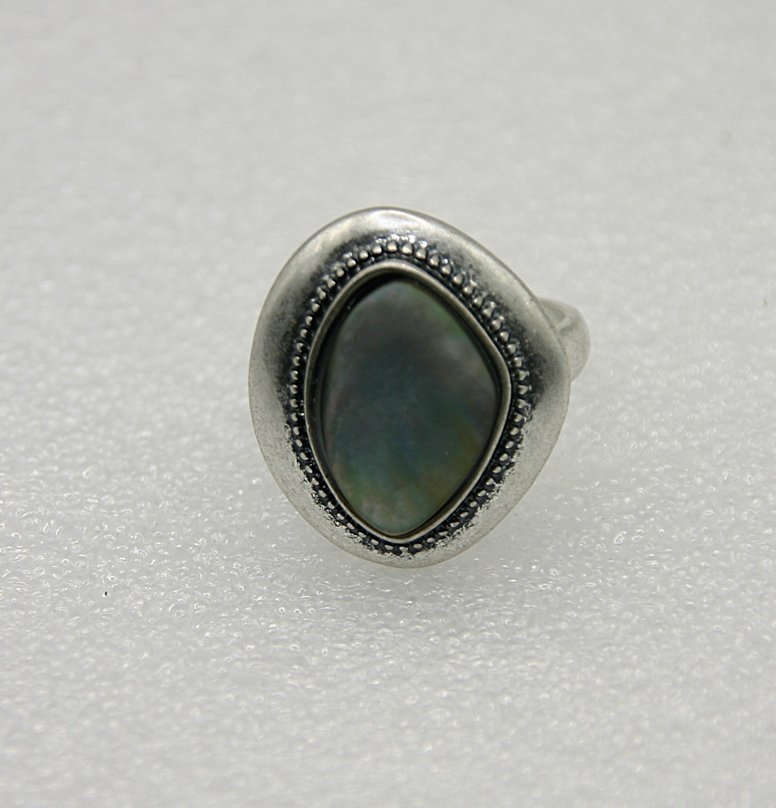 Losange Seashell Geoxideerde zilverkleurige ring