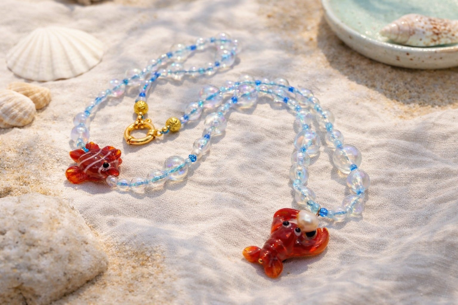 Seaside Souvenir | ketting met iriserende glaskralen - 142507 Seaside Souvenir | ketting met iriserende glaskralen