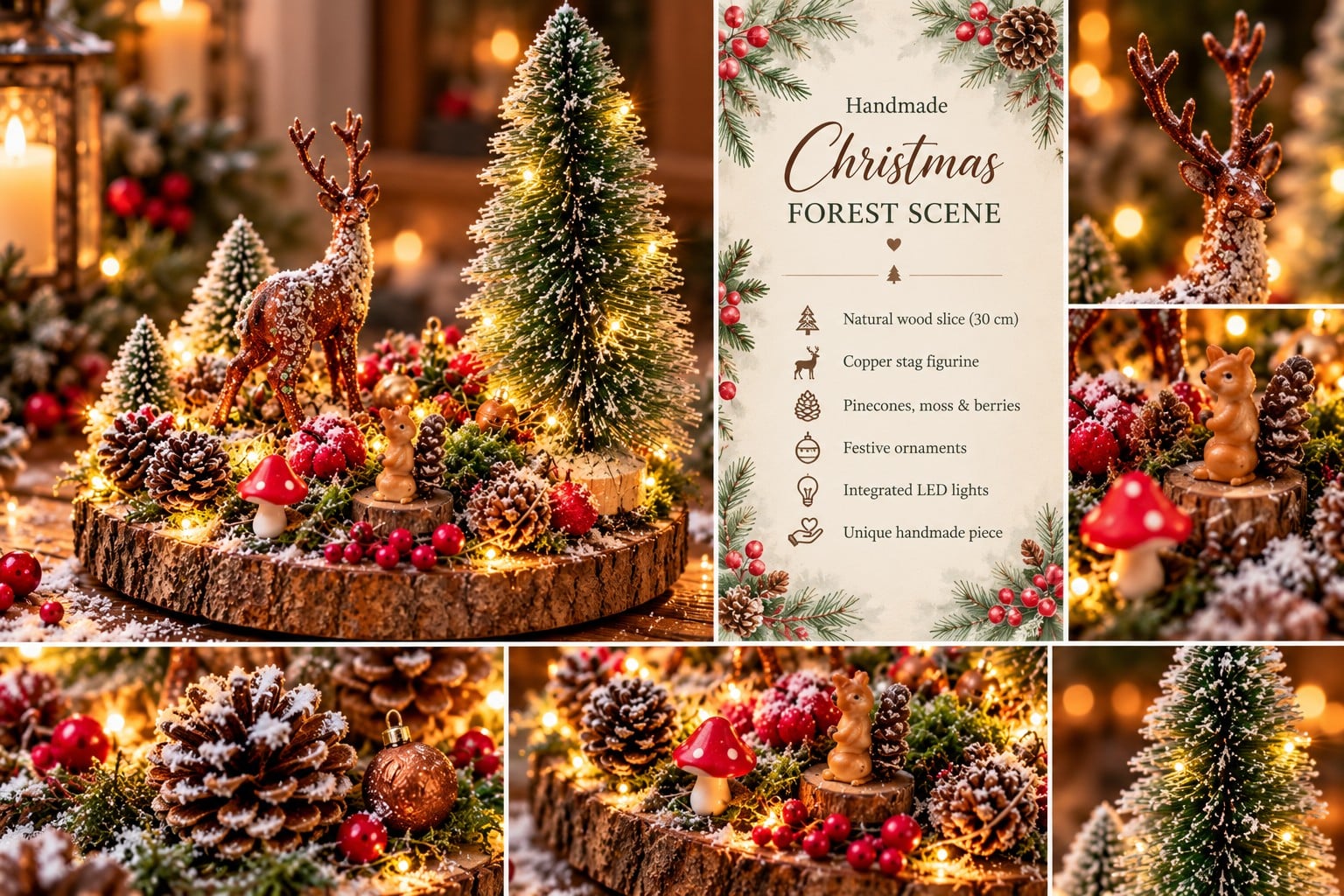 Betoverd Kerstbos – Handgemaakt Kersttafereel met Hert & Verlichting - 153402 Betoverd Kerstbos – Handgemaakt Kersttafereel met Hert & Verlichting