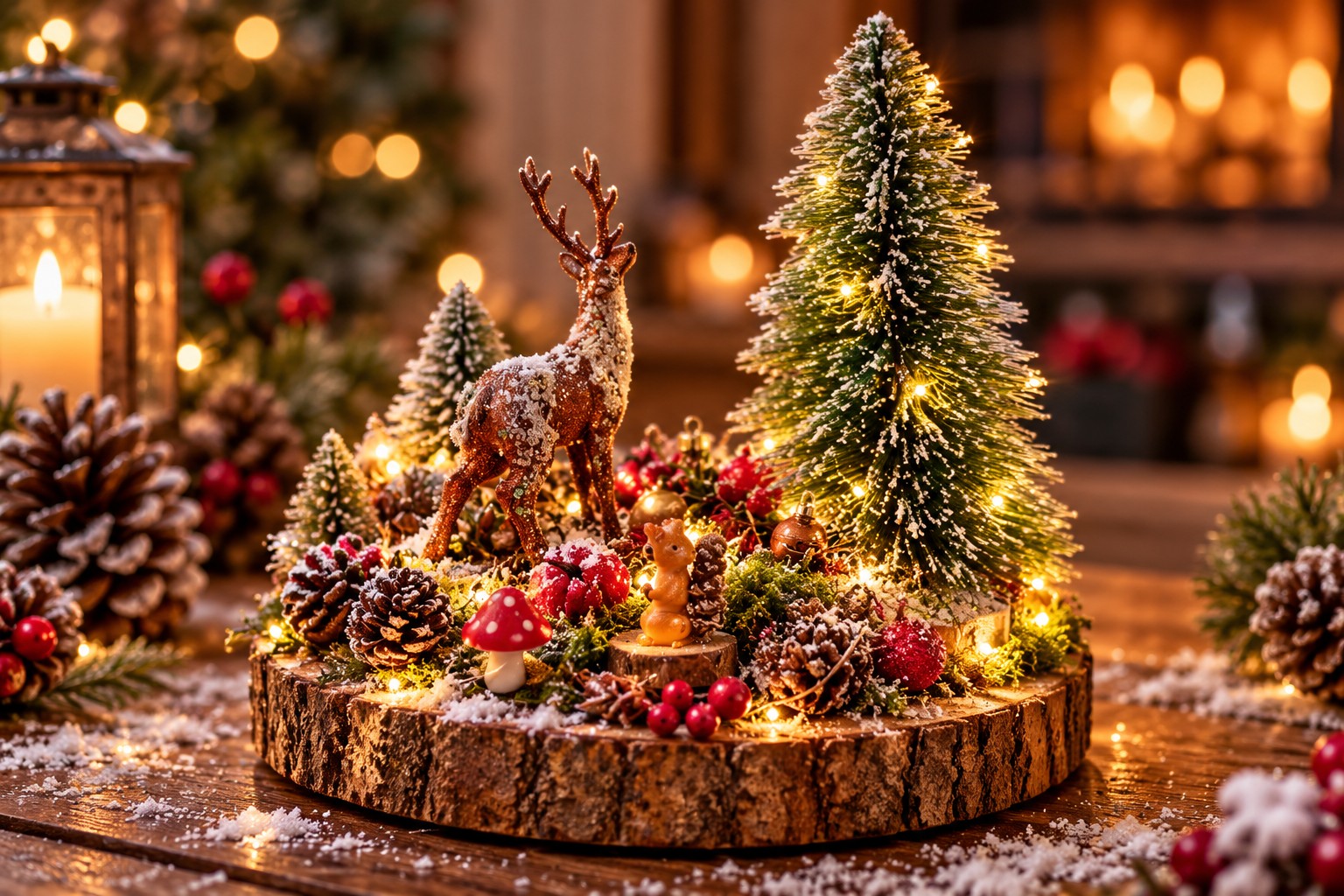 Betoverd Kerstbos – Handgemaakt Kersttafereel met Hert & Verlichting - 153403 Betoverd Kerstbos – Handgemaakt Kersttafereel met Hert & Verlichting