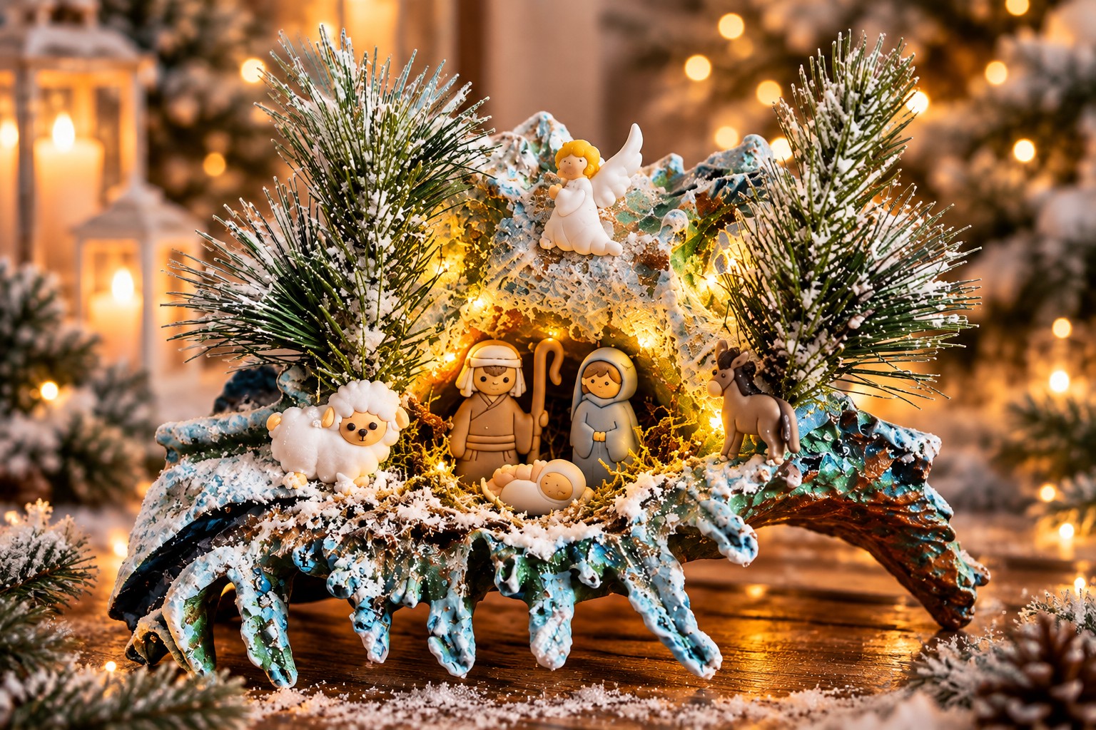 Kerst in een Schelp – Handgemaakte Kerststal met Verlichting - 153400 Kerst in een Schelp – Handgemaakte Kerststal met Verlichting
