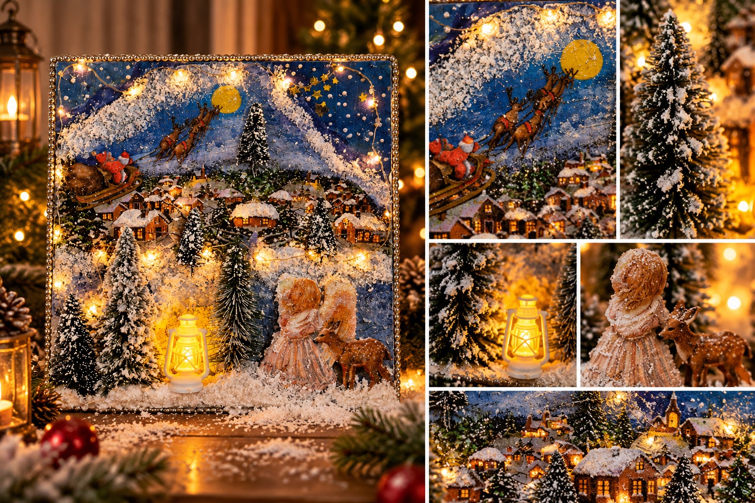 Magische Winternacht – Verlicht Mixed Media Wintertafereel 32 × 32… - 153419 Magische Winternacht – Verlicht Mixed Media Wintertafereel 32 × 32 cm