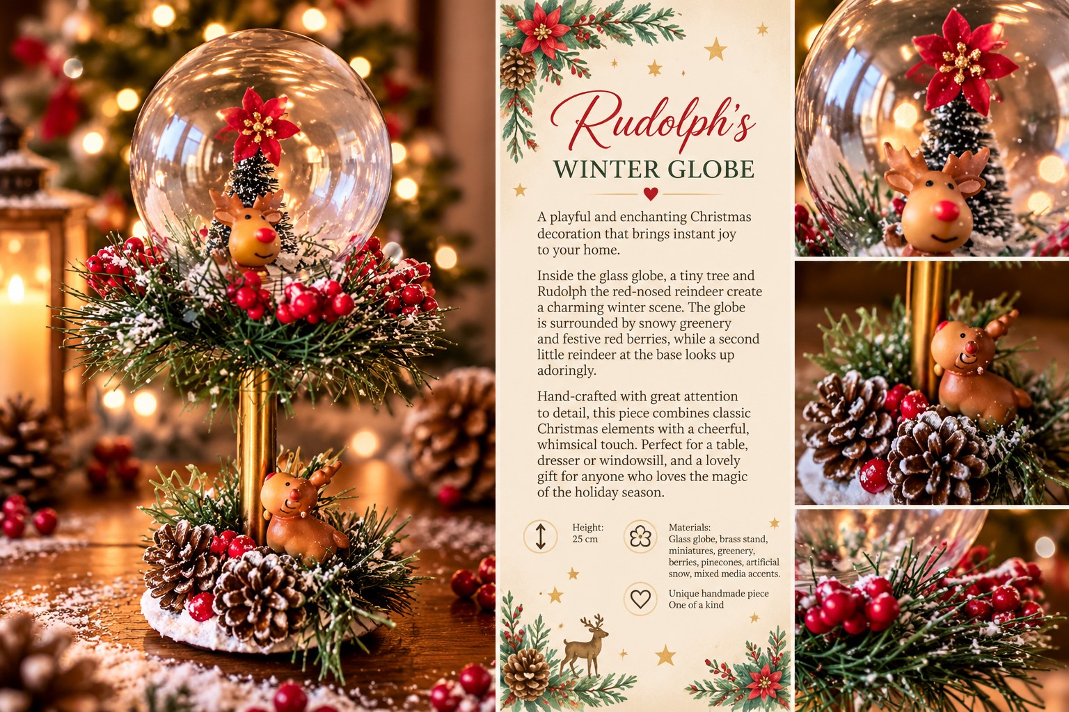 Rudolph’s Winter Globe - Handgemaakte Kerstdecoratie met Verlichtin… - 153410 Rudolph’s Winter Globe - Handgemaakte Kerstdecoratie met Verlichting.