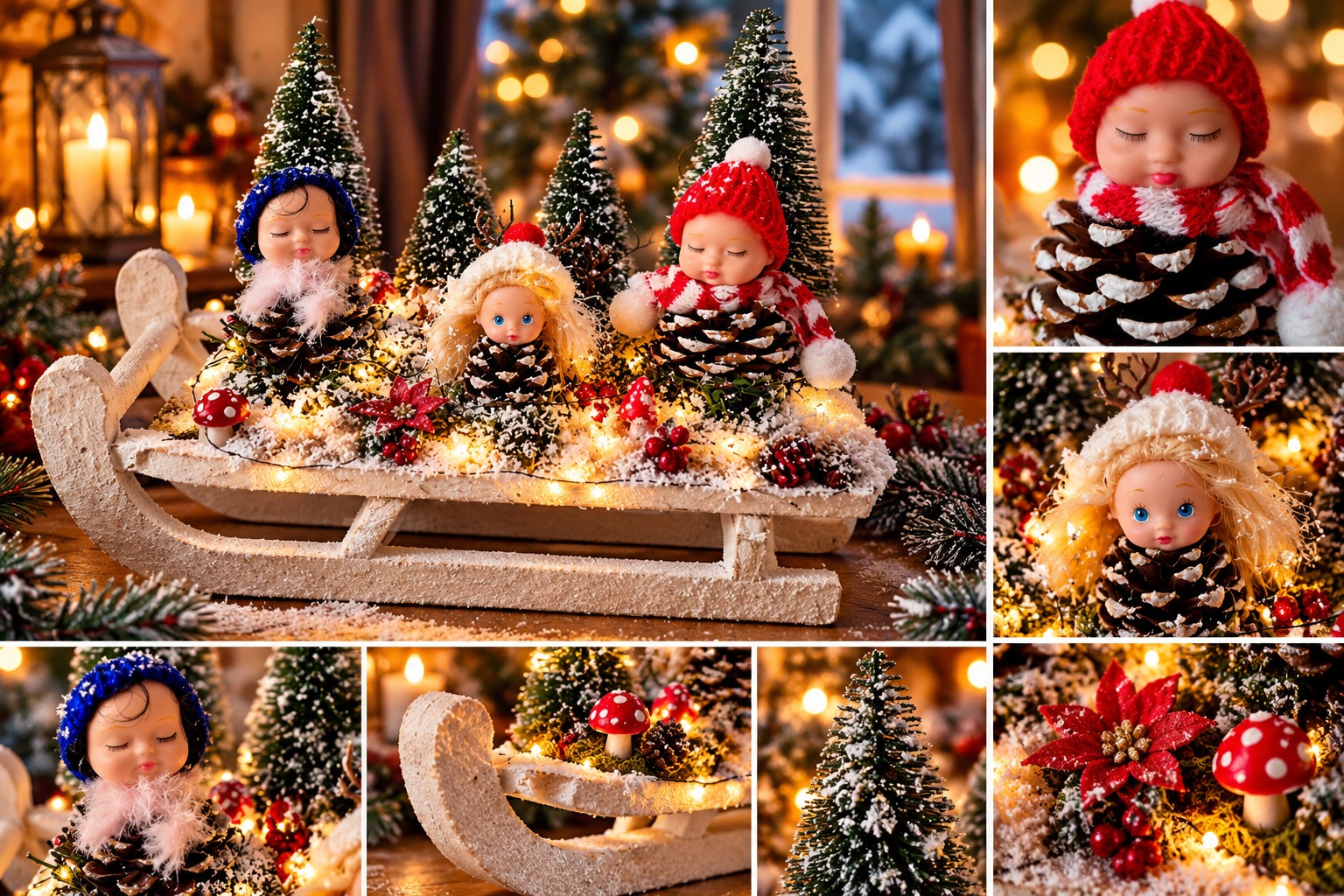 Winterelfjes op de Slee – Handgemaakt Kersttafereel met Verlichting - 153420 Winterelfjes op de Slee – Handgemaakt Kersttafereel met Verlichting