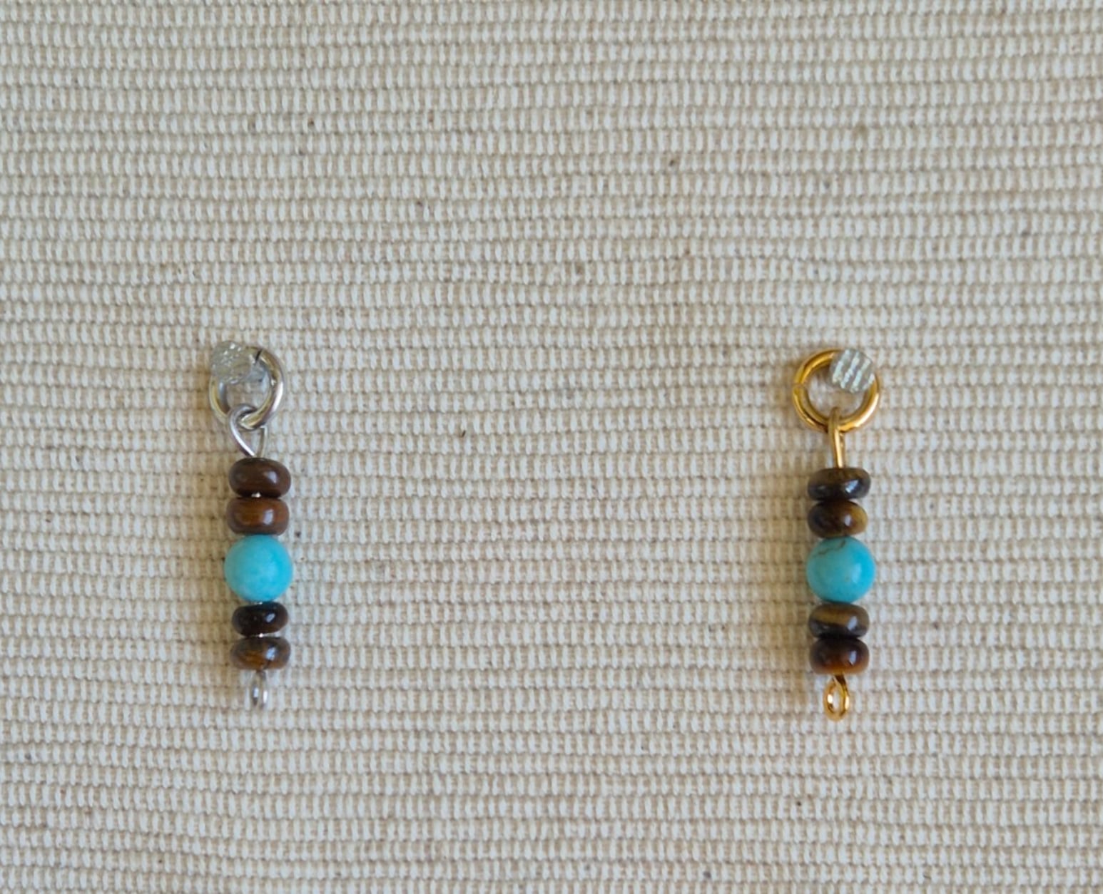Bedel met gele tijgeroog en turkoois - 135068 Bedel met gele tijgeroog en turkoois