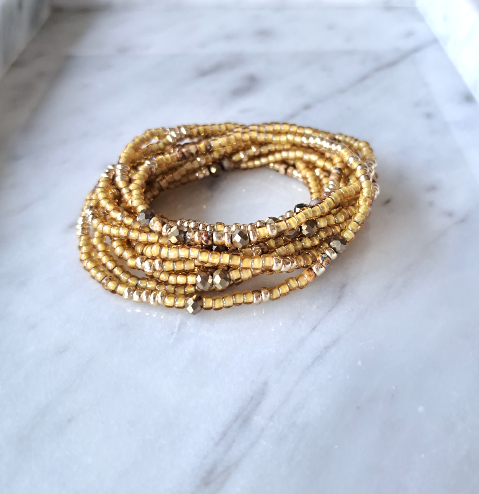 Ibizastyle wikkelarmband met goudaccenten Light Topaz