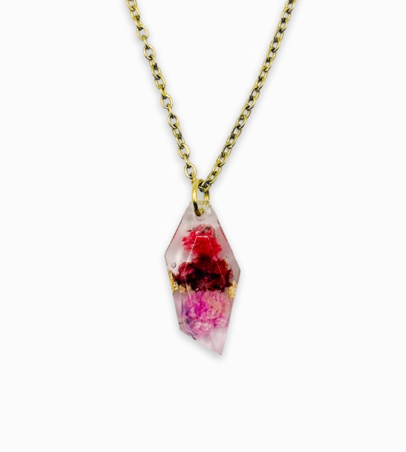Subtiele Ketting met Facet Hanger Gevuld met Echt Gipskruid uit Den Haag (GirlMeetsDenHaag x CH Design)