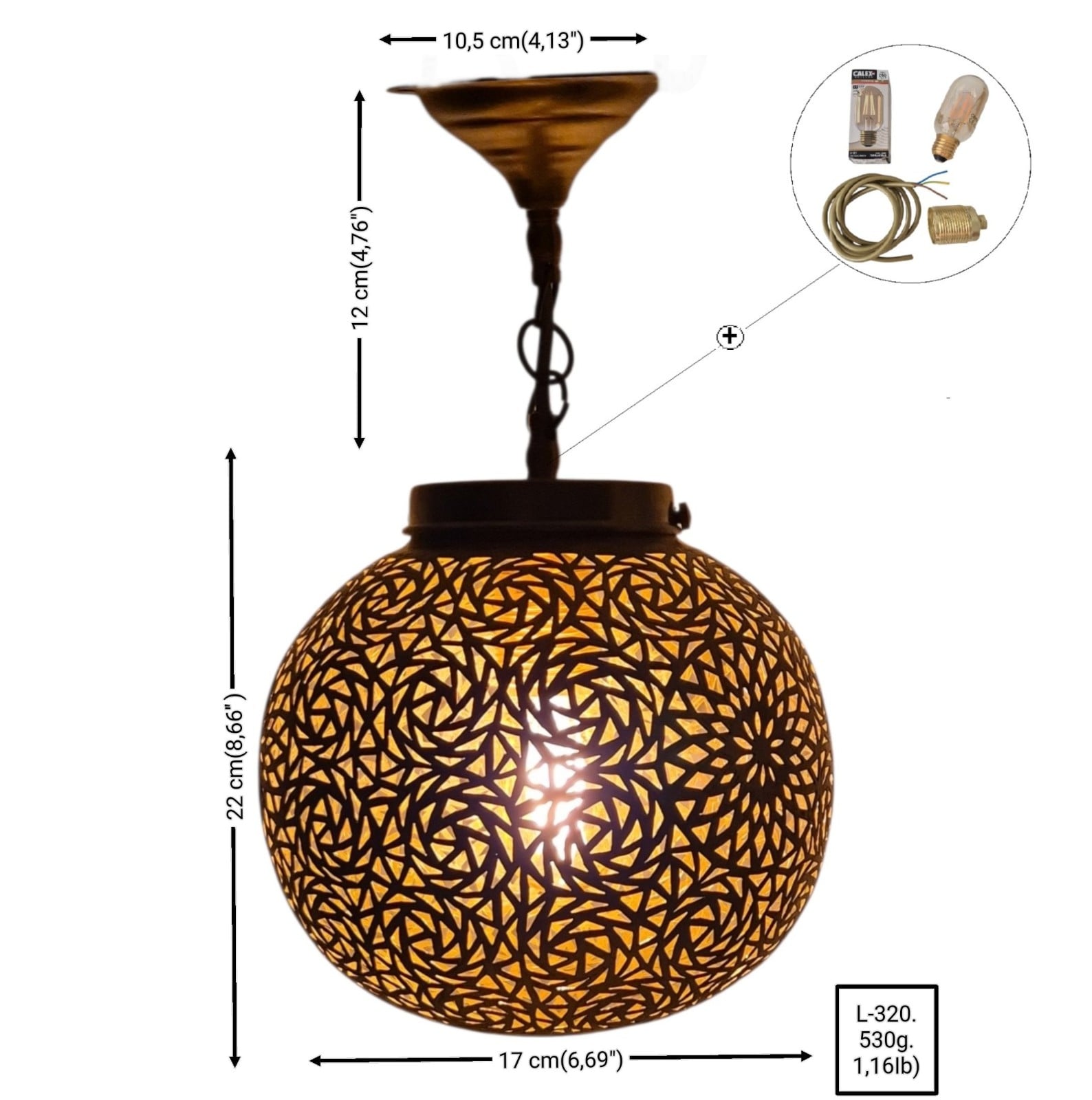 Handmade Moroccan Brass Pendant Light, Lotus Leaf Design, Art Deco Vintage Gold Patina, E27 Bulb & Cable, Unique Boho Home Decor Gift