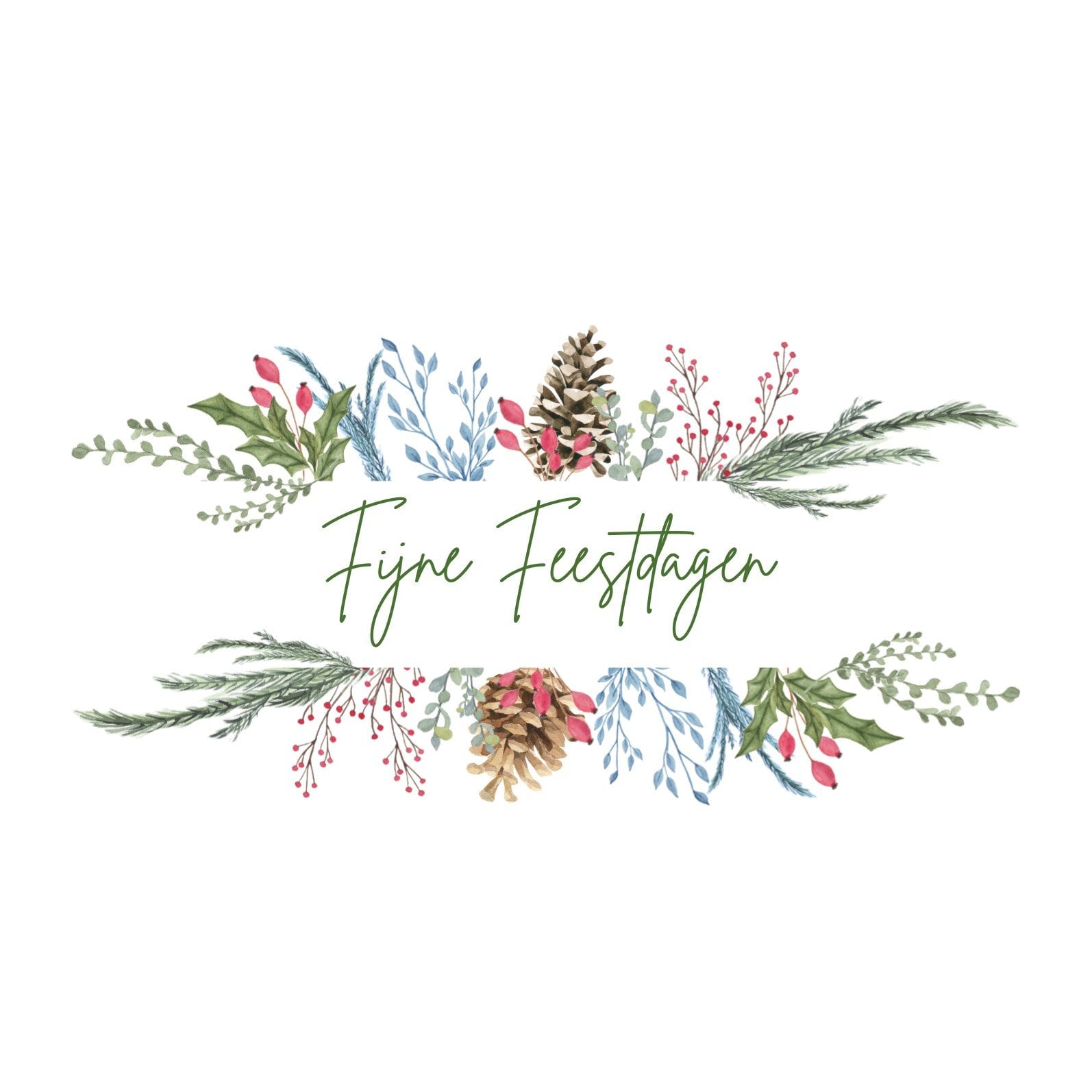 Unieke handgeschilderde botanische kerstkaart met envelop - Kerstkran… - 102283 Unieke handgeschilderde botanische kerstkaart met envelop - Kerstkrans II