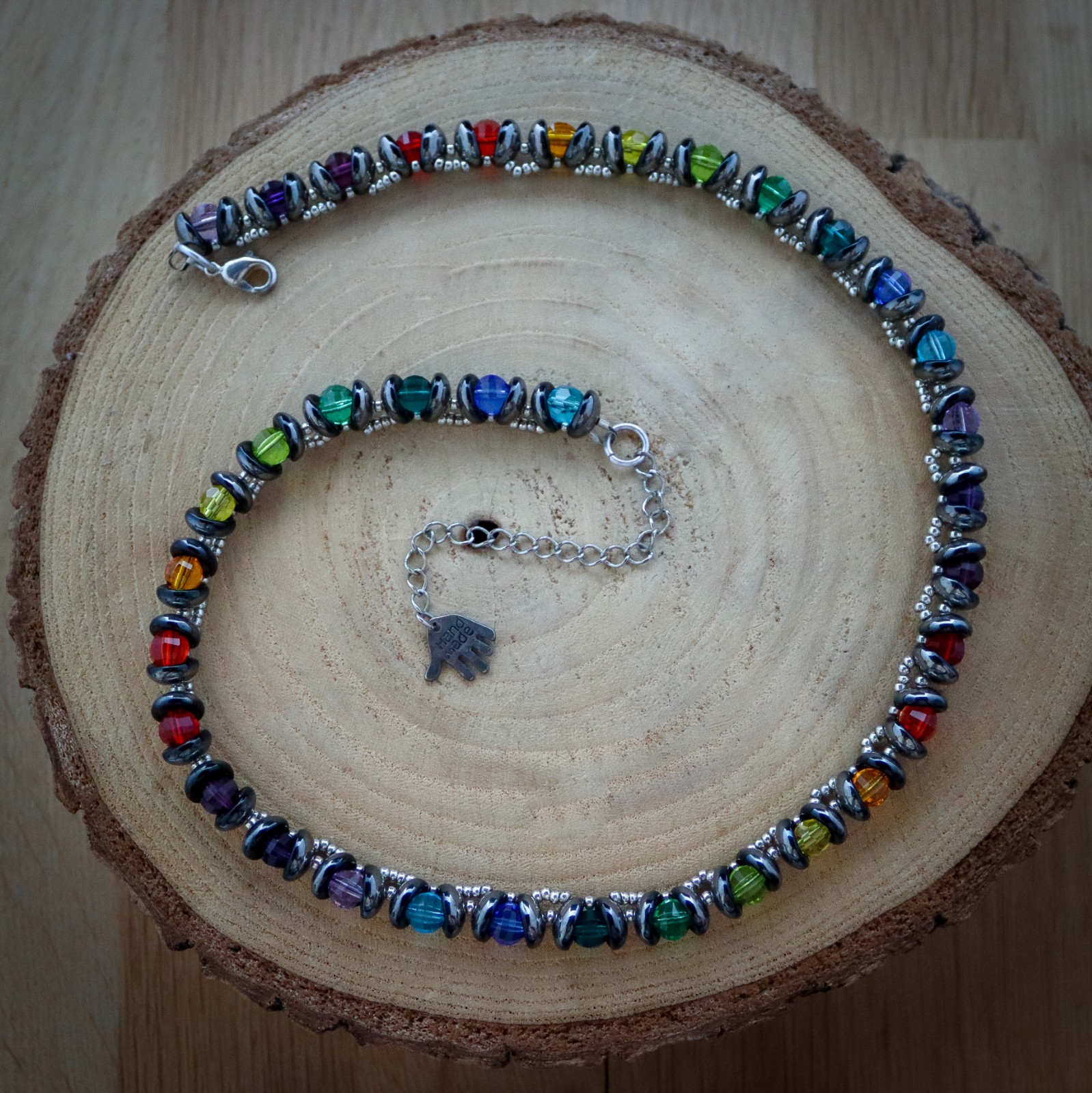 Stralende Regenboogketting met glaskristal en zilverkleurige accenten