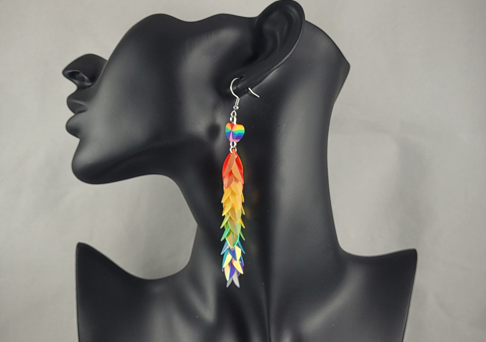 Regenboog hart holografische oorbellen