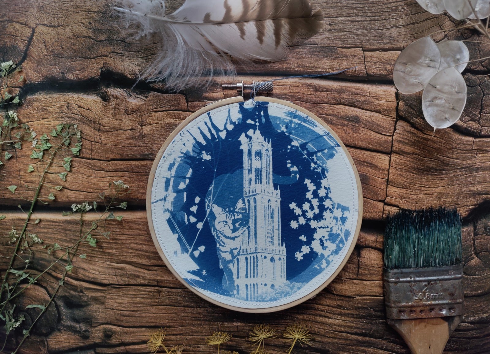 Botanische cyanotype print 'Drikus en de Dom' 4 - 147438 Botanische cyanotype print 'Drikus en de Dom' 4
