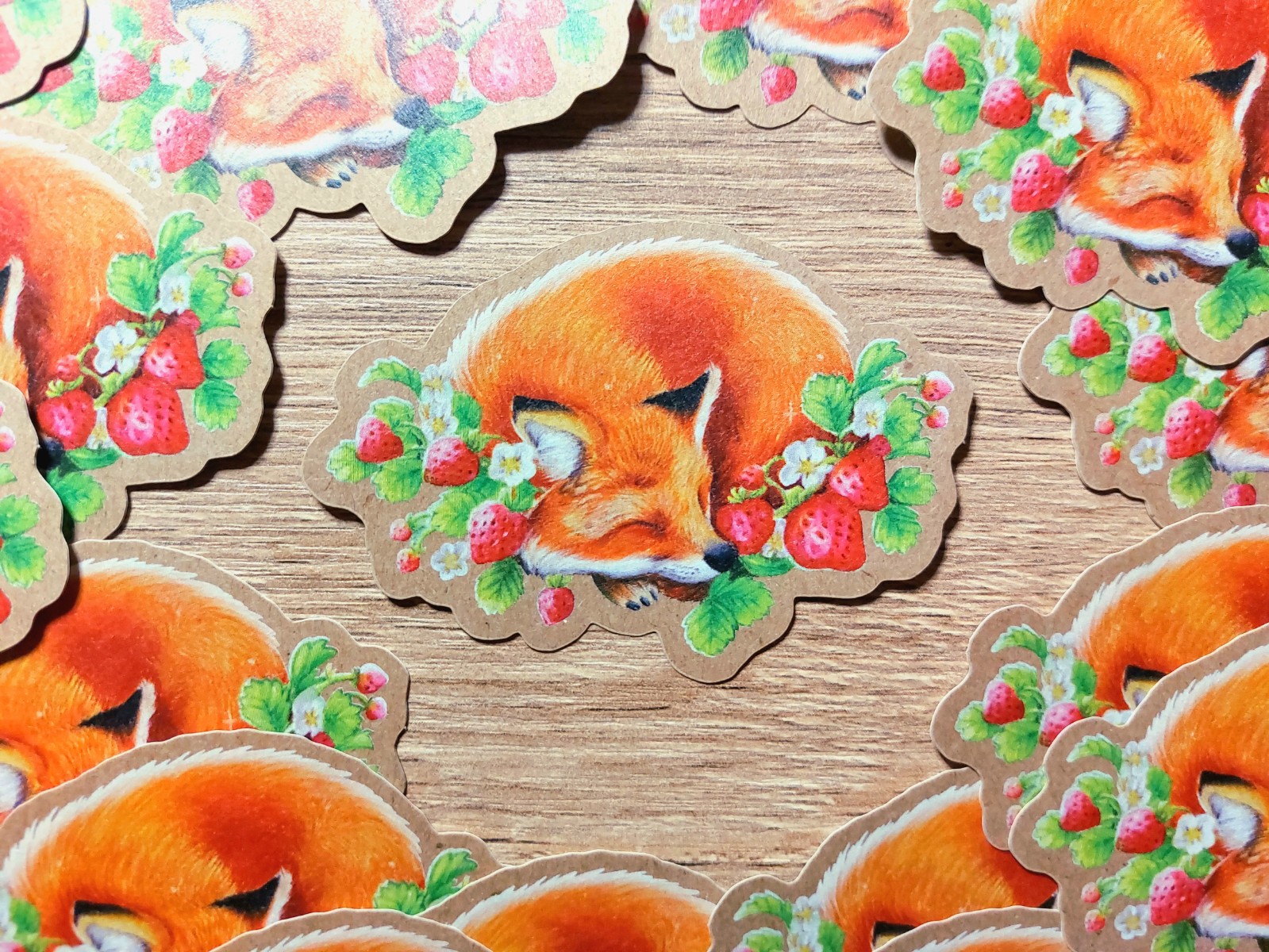 Vos aardbeien cottagecore sticker