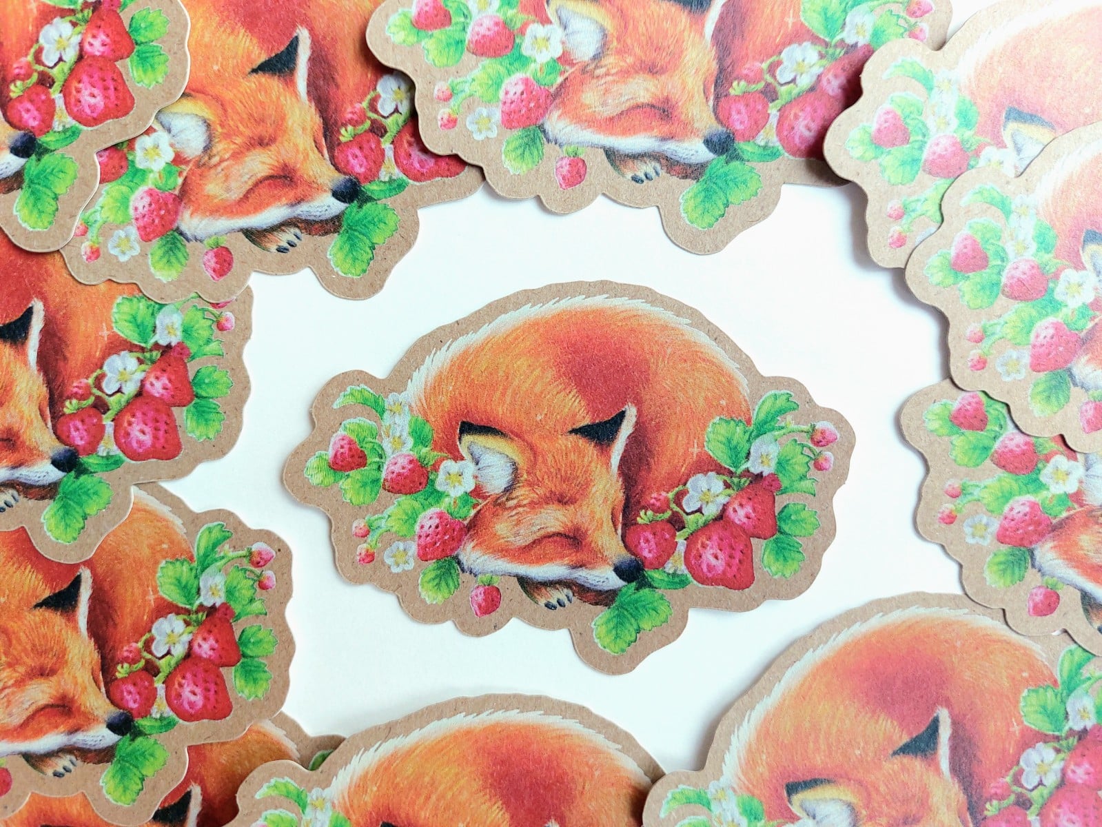 Vos aardbeien cottagecore sticker - 86865 Vos aardbeien cottagecore sticker