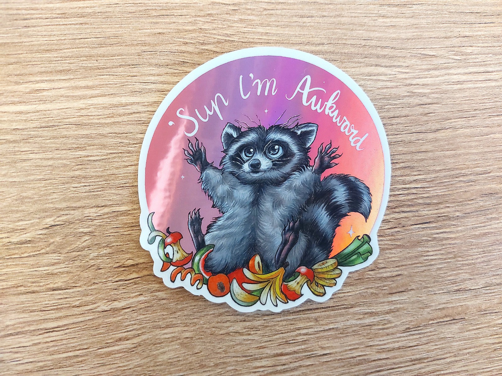 Sticker awkward trashpanda holografisch vaatwasser proof - 135217 Sticker awkward trashpanda holografisch vaatwasser proof