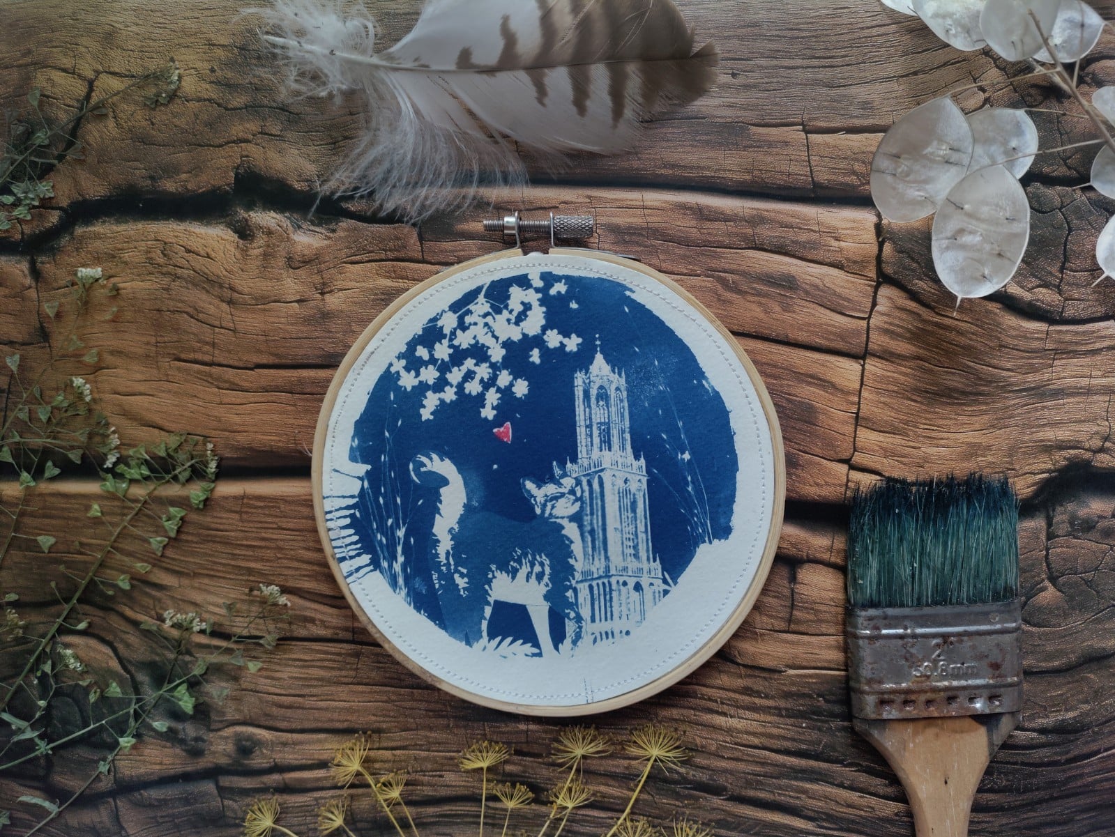 Botanische cyanotype print 'Drikus en de Dom' 5 - 147440 Botanische cyanotype print 'Drikus en de Dom' 5