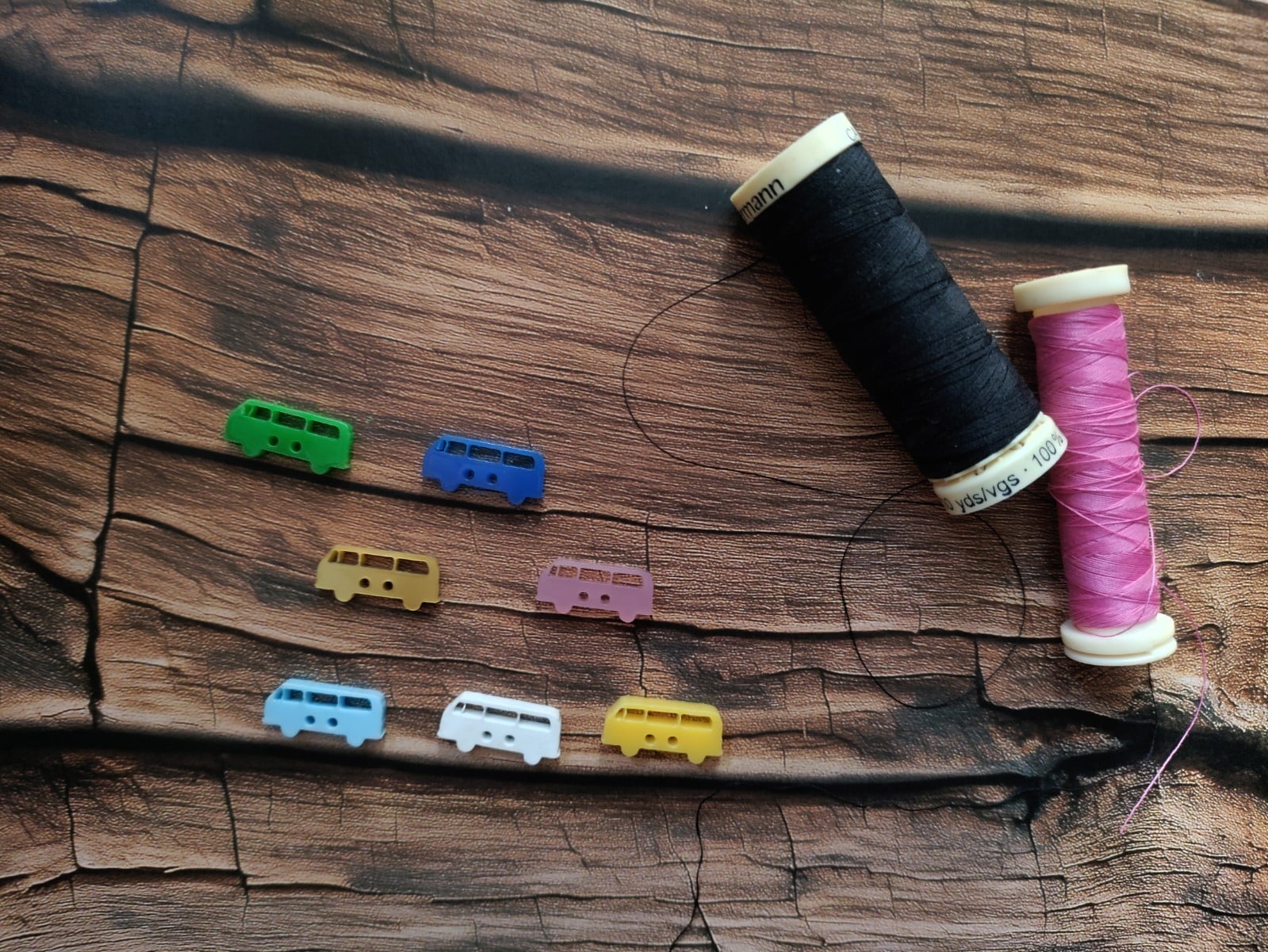set VW bus knoopjes kleur