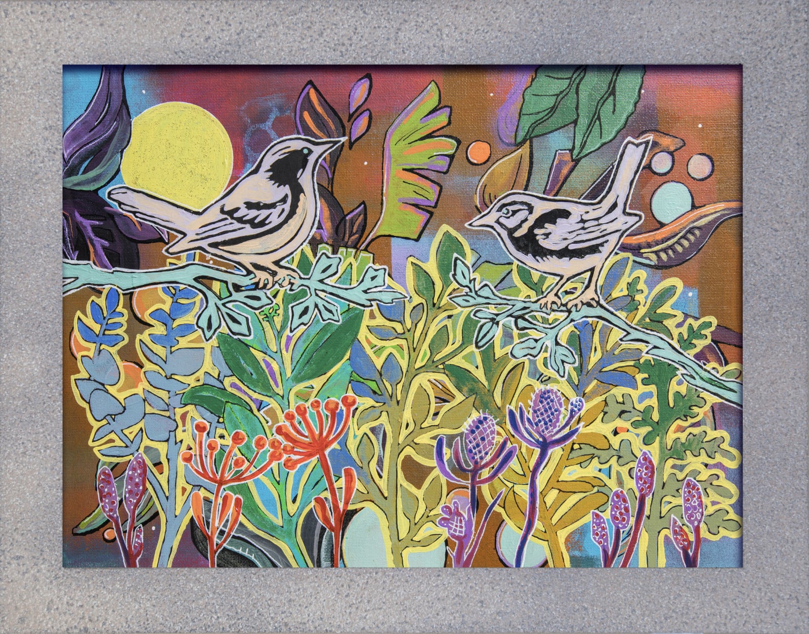 Bosleven. Origineel schilderij op paneel