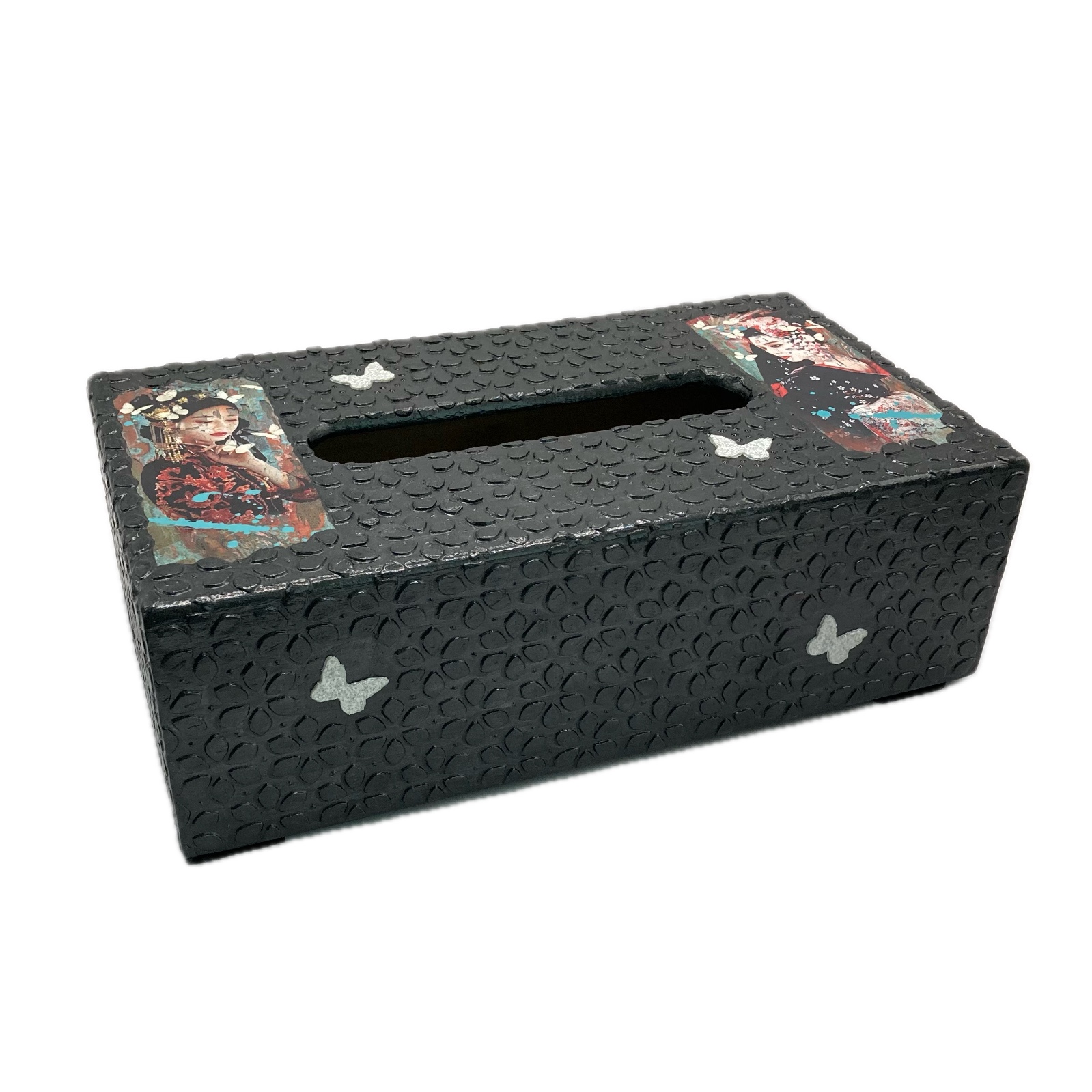 Handgedecoreerde bamboe tissue box ‘Geisha’