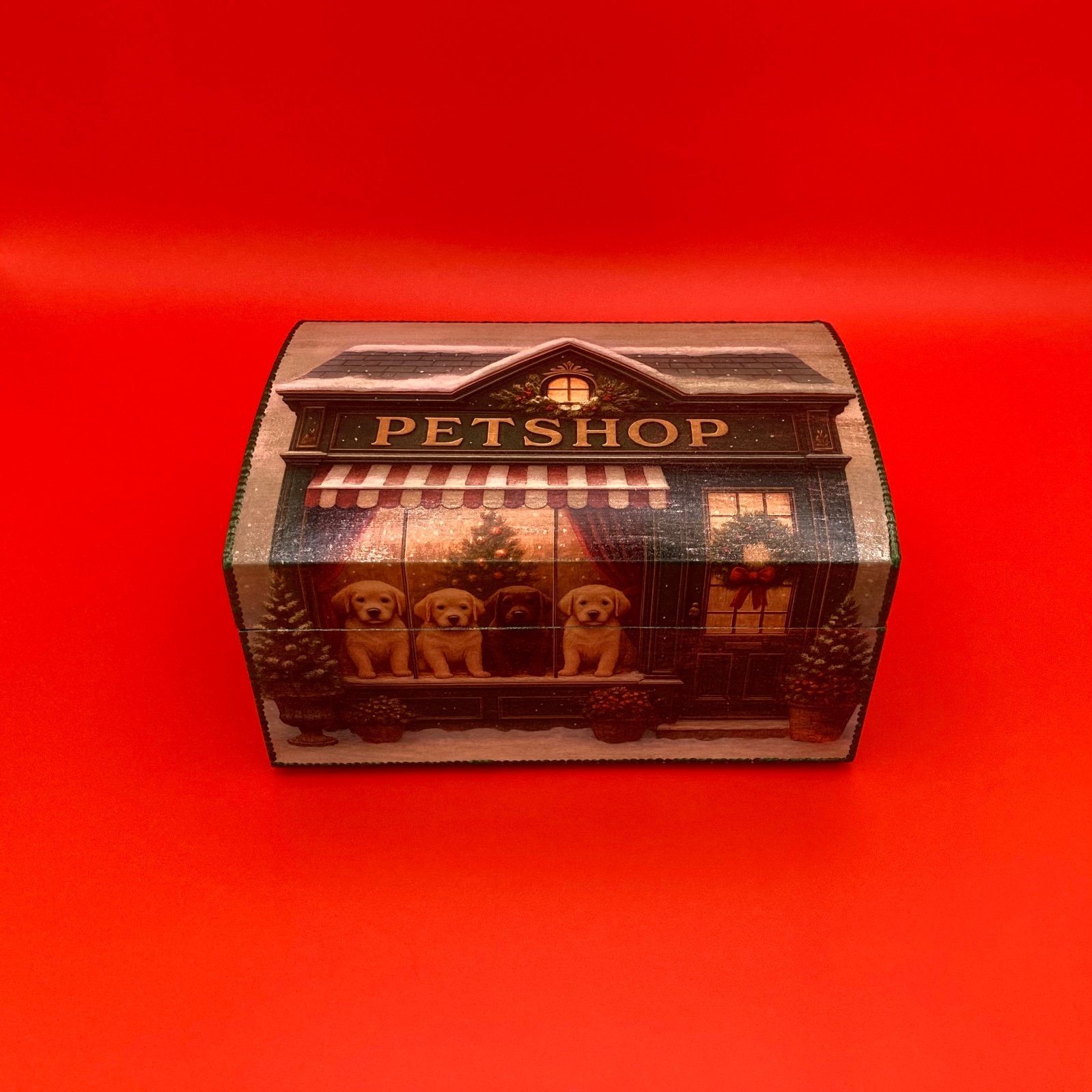 Bamboe sieradendoos ‘Dierenwinkel in Kerstsfeer’ - 101788 Bamboe sieradendoos ‘Dierenwinkel in Kerstsfeer’