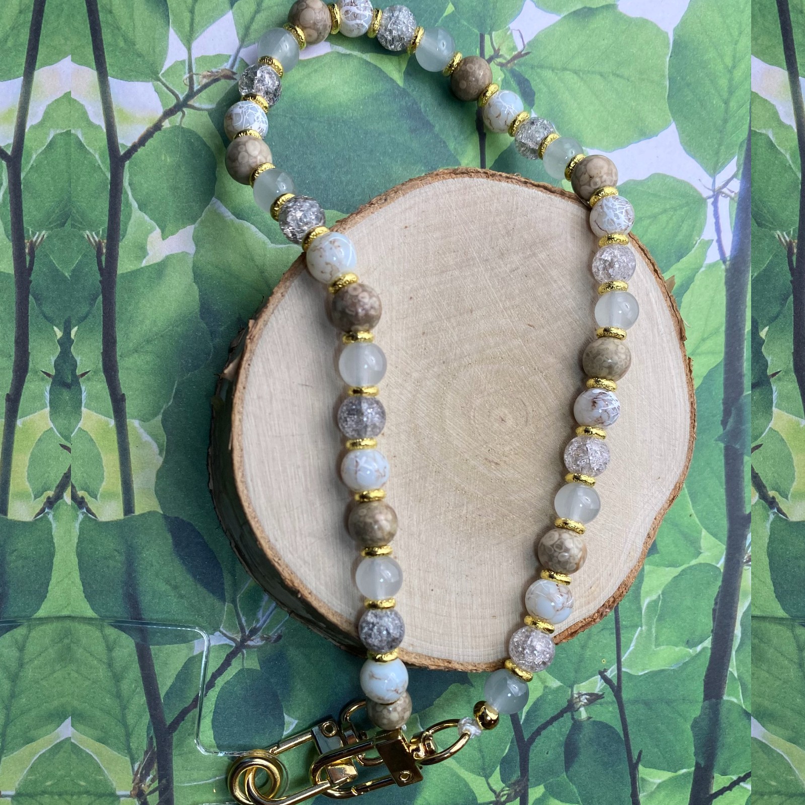 Handgemaakt telefoonkoord met kralen - HG10001