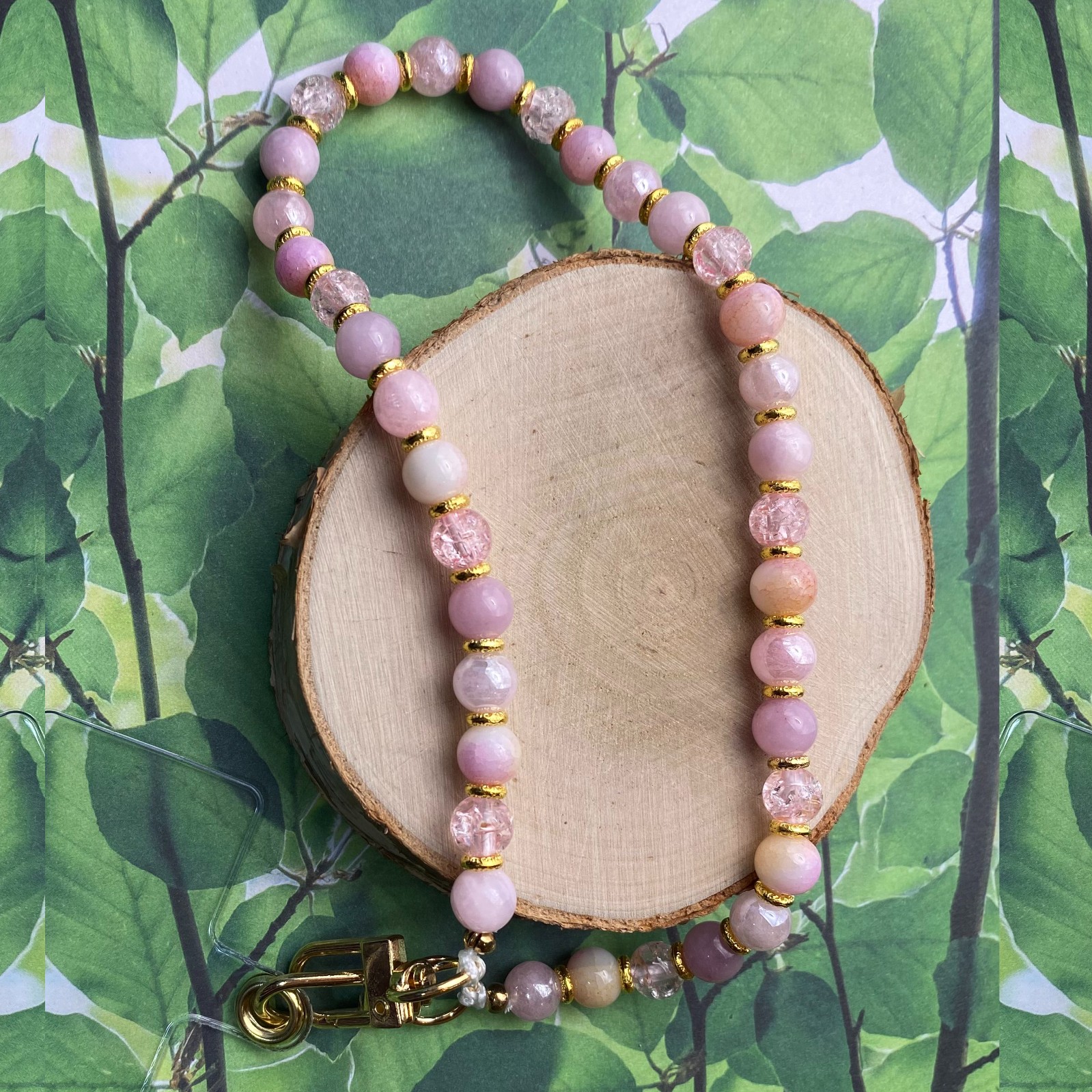 Handgemaakt telefoonkoord met kralen - HG30010