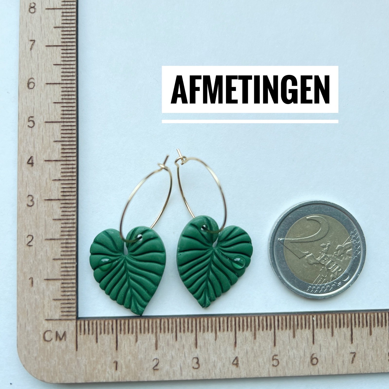 Handgemaakte blad oorbellen met hoepel - 110697 Handgemaakte blad oorbellen met hoepel