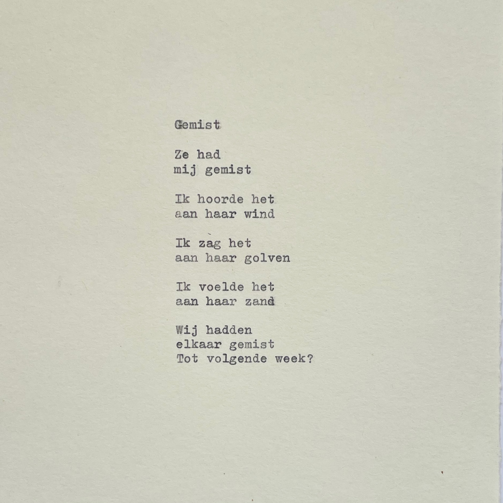 Gedicht - Gemist