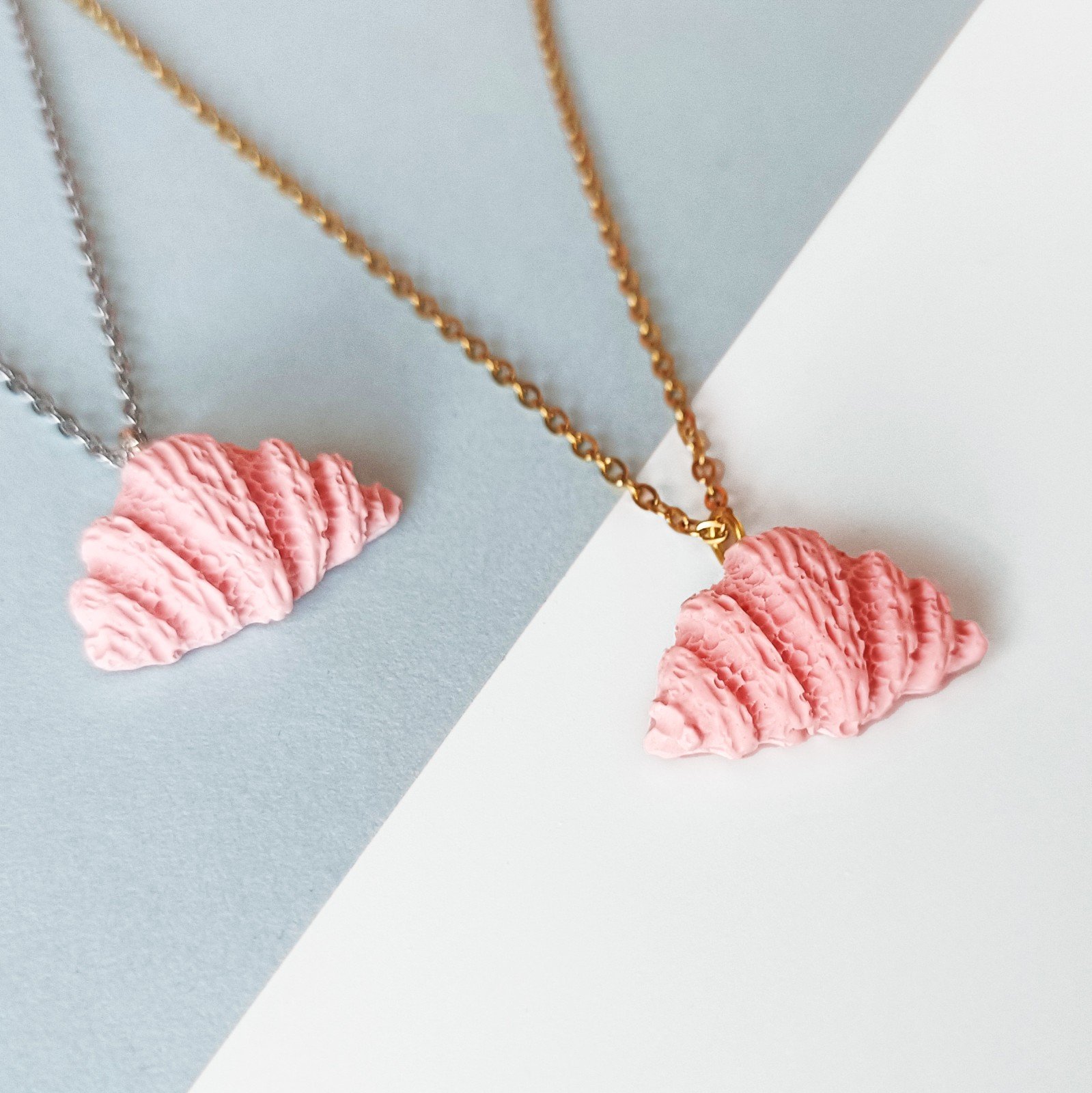 Ketting met met roze croissant - 99961 Ketting met met roze croissant