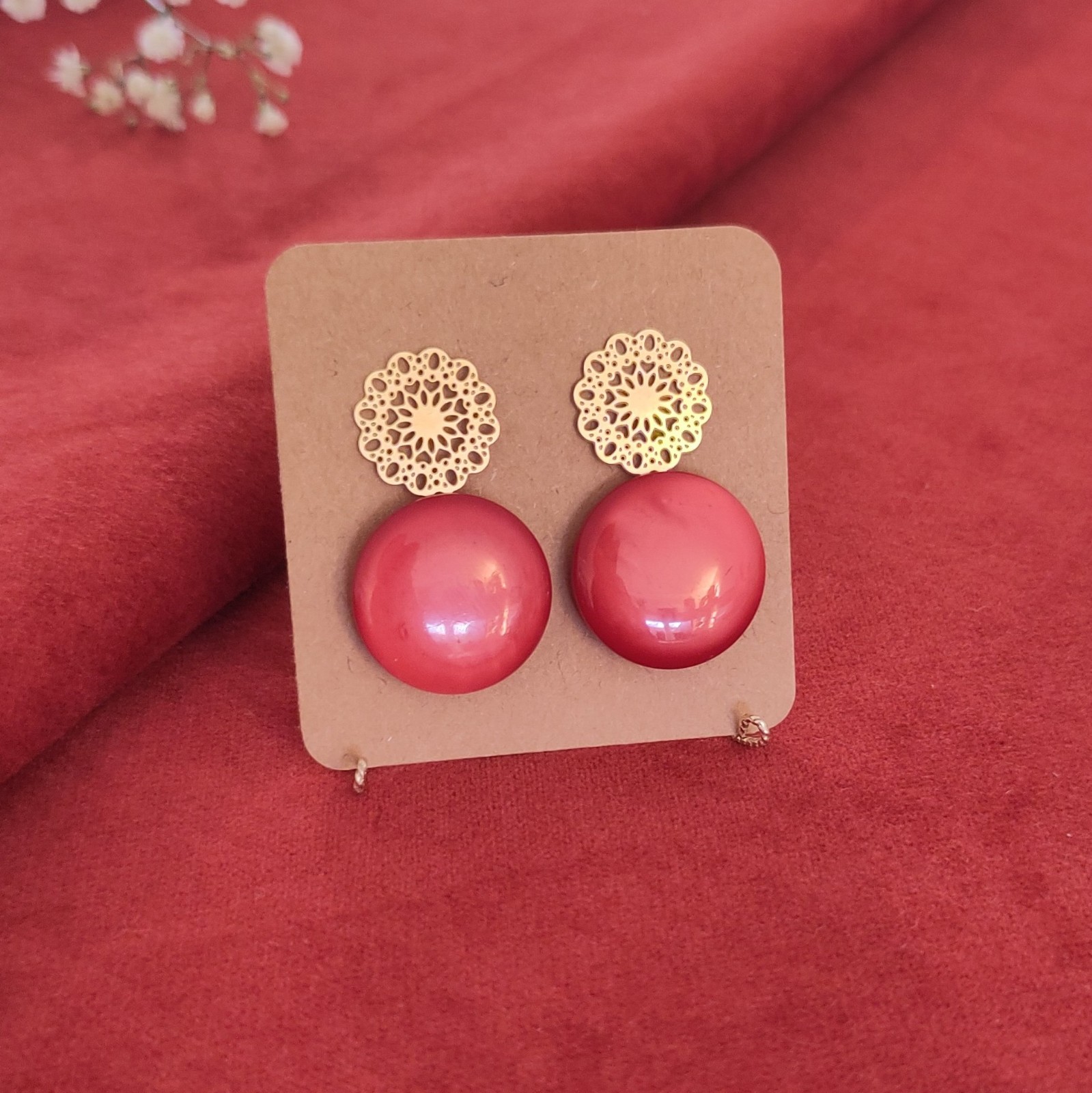 Vintage knoop oorbellen | Flower Power - 108560 Vintage knoop oorbellen | Flower Power