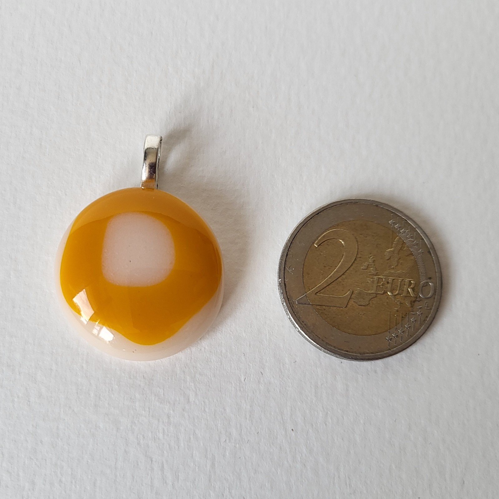 RVS ketting met uniek "Gele Golf" glas hanger