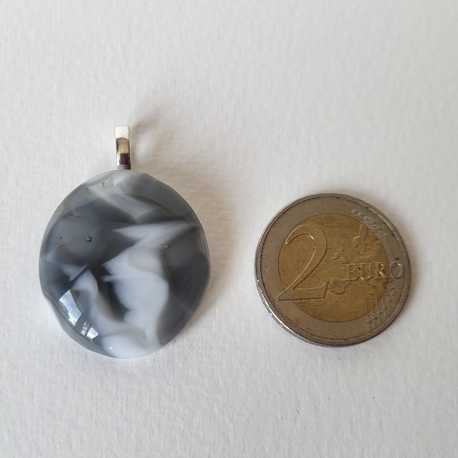 RVS ketting met uniek "Grijze Dans" glas hanger - 145947 RVS ketting met uniek "Grijze Dans" glas hanger