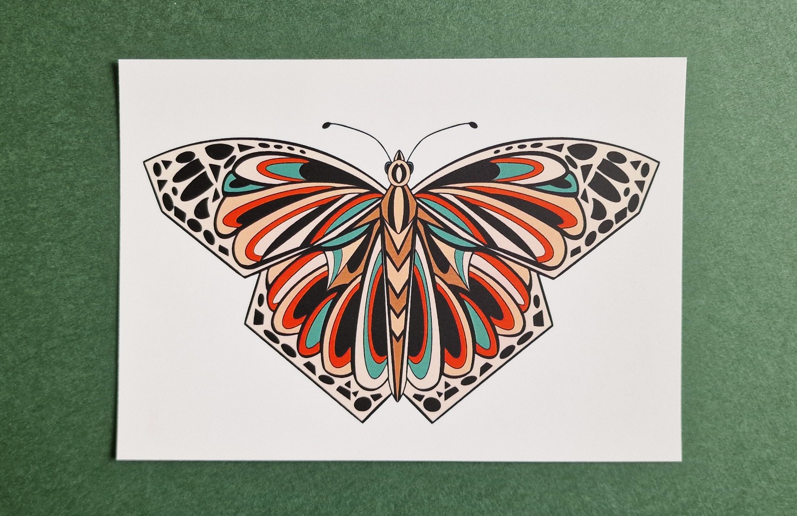 Art Deco Butterfly A6 Kaart, Vlinder Illustratie - 96813 Art Deco Butterfly A6 Kaart, Vlinder Illustratie