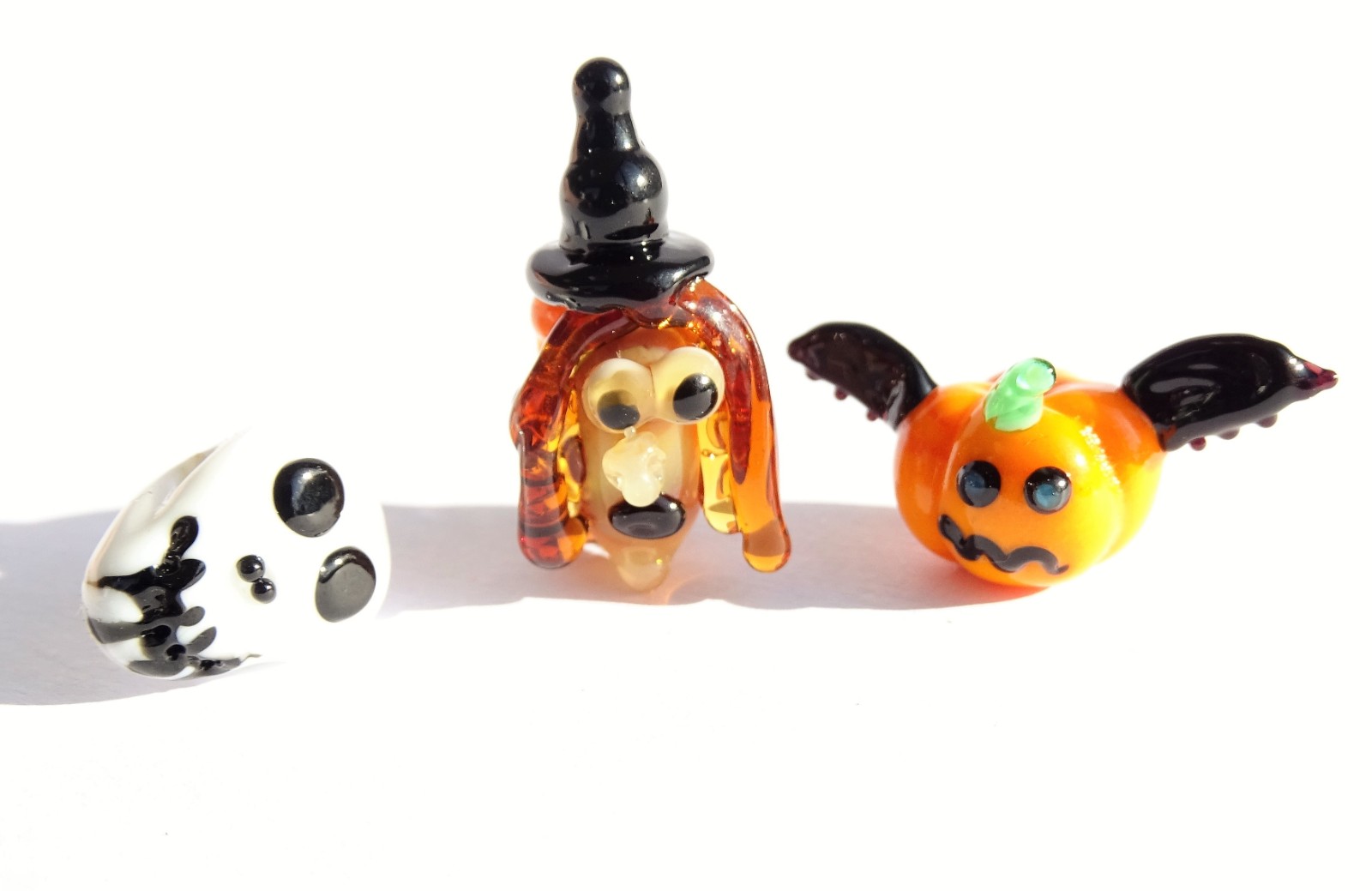 Handgemaakte Halloween glaskralen – set van 3 lampwork kralen - 155981 Handgemaakte Halloween glaskralen – set van 3 lampwork kralen