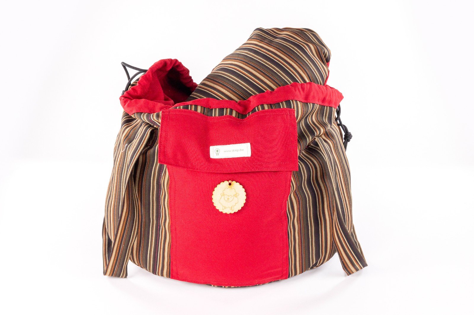 Skiep ecologische slowcooker /koelbox - streep - 46710.jpeg De wollige hooikist / ecologische slowcooker /koelbox - zonder energieverbruik èn PFAS vrij