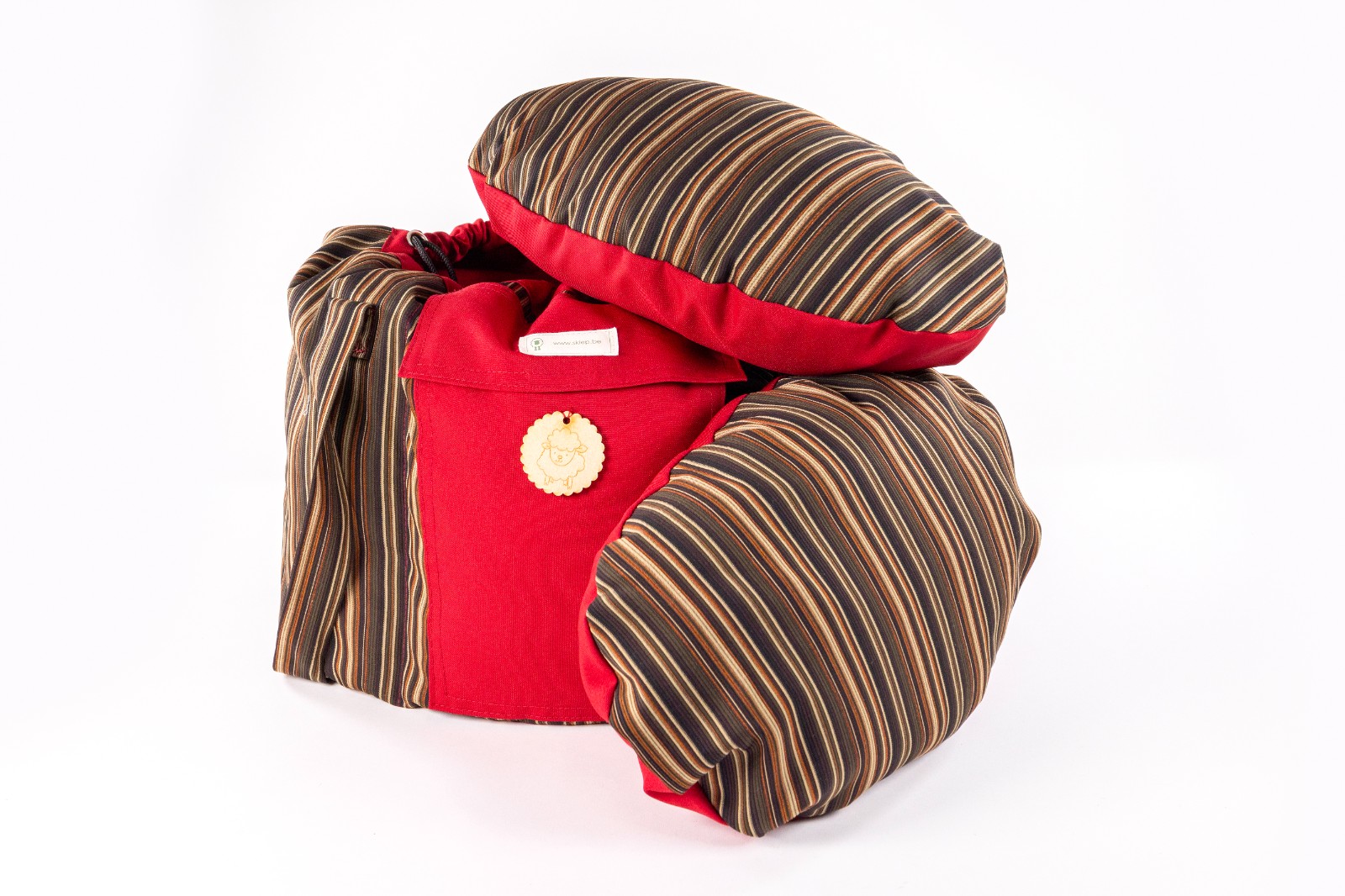 Skiep ecologische slowcooker /koelbox - streep - 46712.jpeg De wollige hooikist / ecologische slowcooker /koelbox - zonder energieverbruik èn PFAS vrij