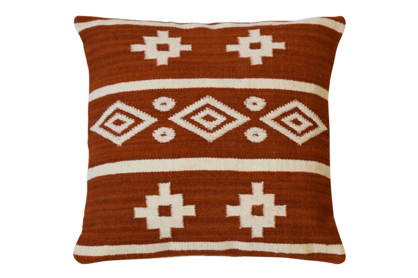 Handgeweven bruin schapenwollen kussen (bank of woonkamer)