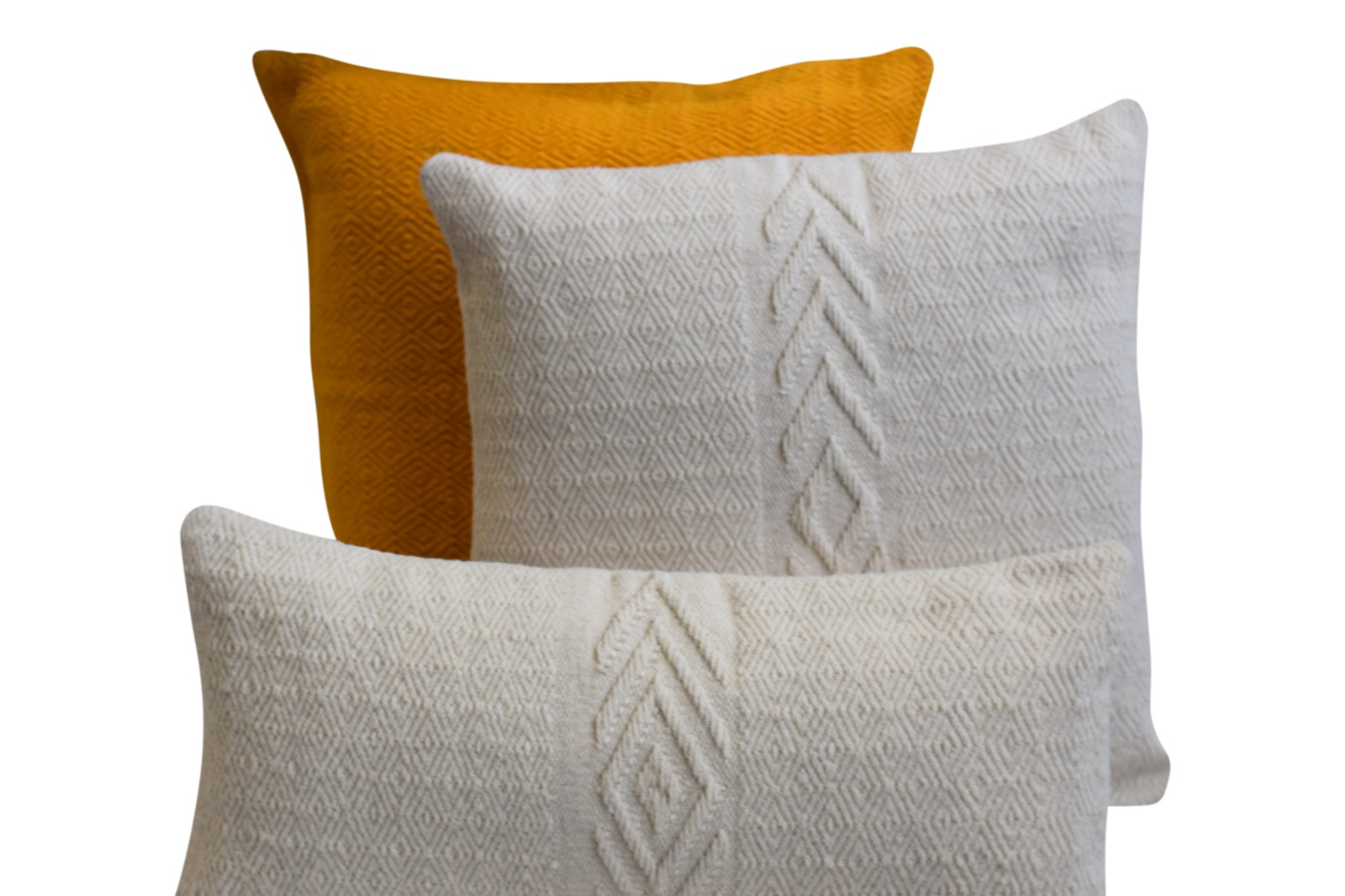 Handgeweven wit schapenwollen kussen (bank of woonkamer)