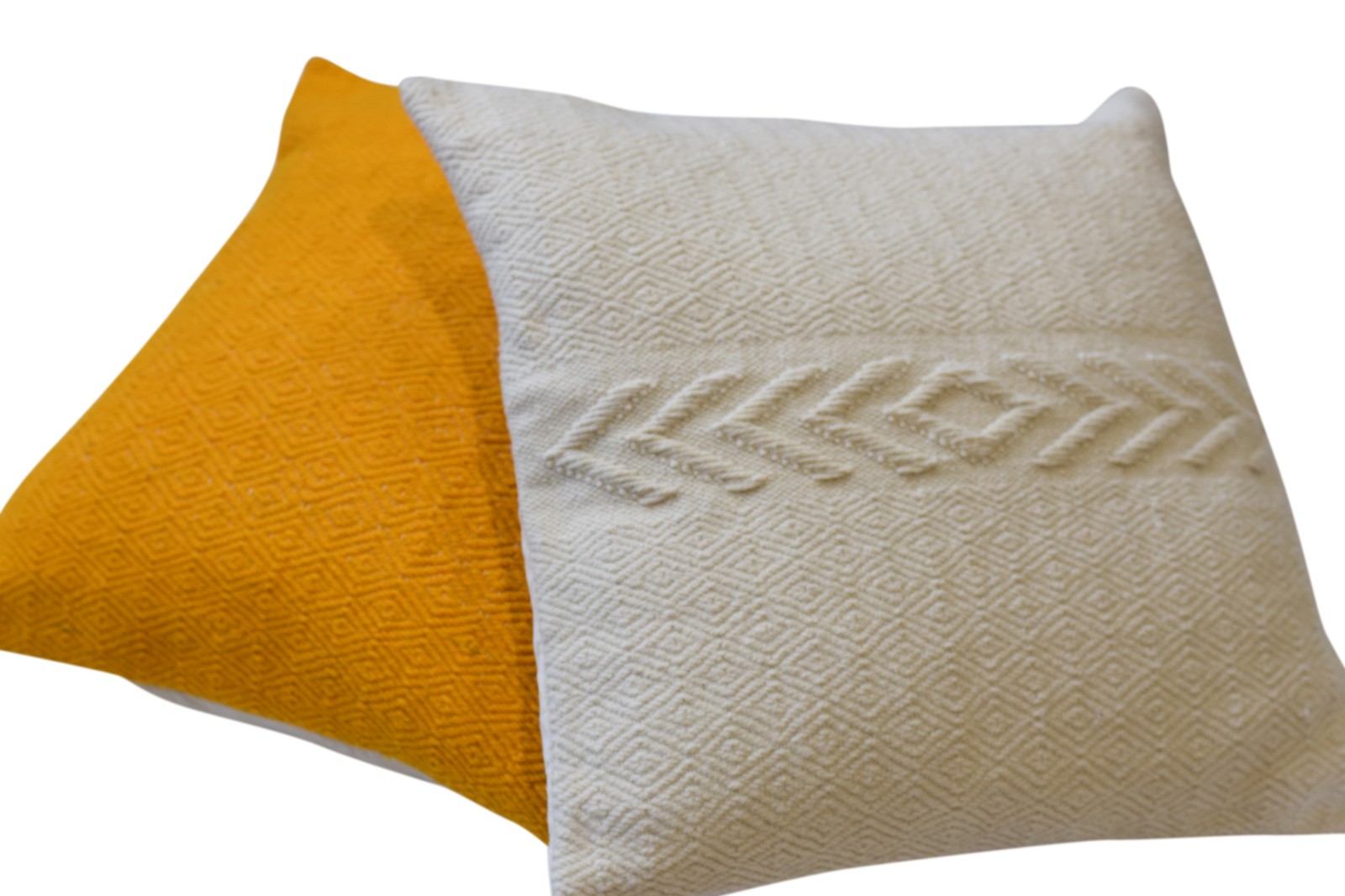 Handgeweven wit schapenwollen kussen (bank of woonkamer)