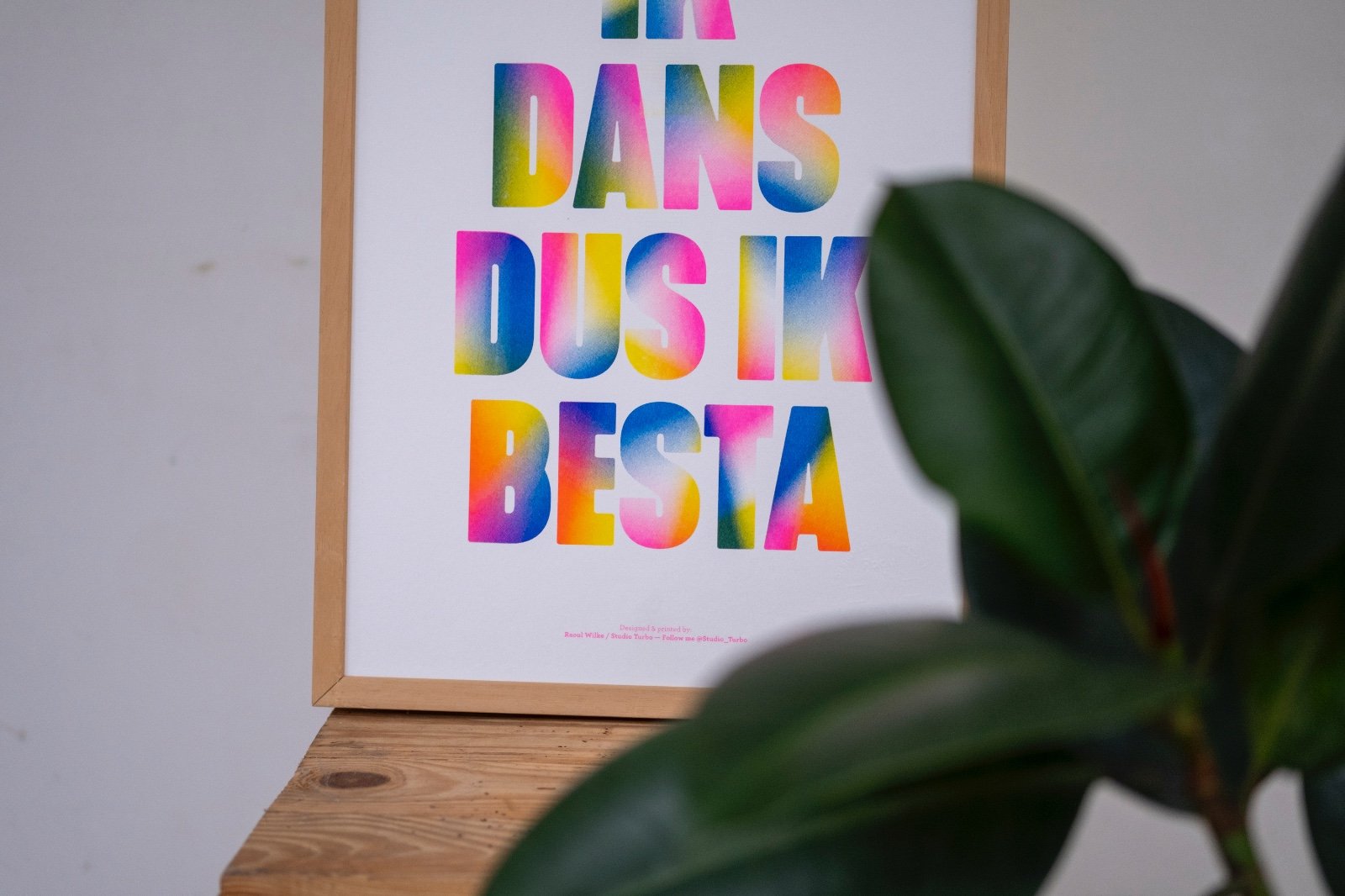 Ik Dans Dus Ik Besta - 100689 Ik Dans Dus Ik Besta Risoprint Poster met neon kleur