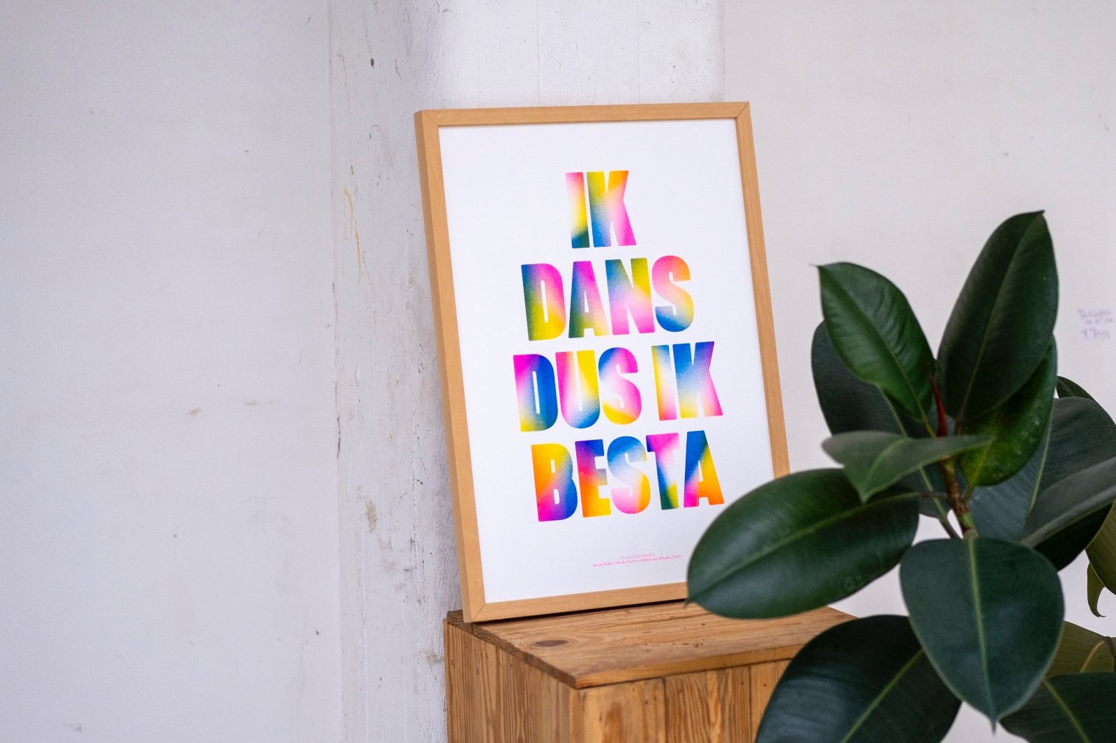 Ik Dans Dus Ik Besta - 100690 Ik Dans Dus Ik Besta Risoprint Poster met neon kleur