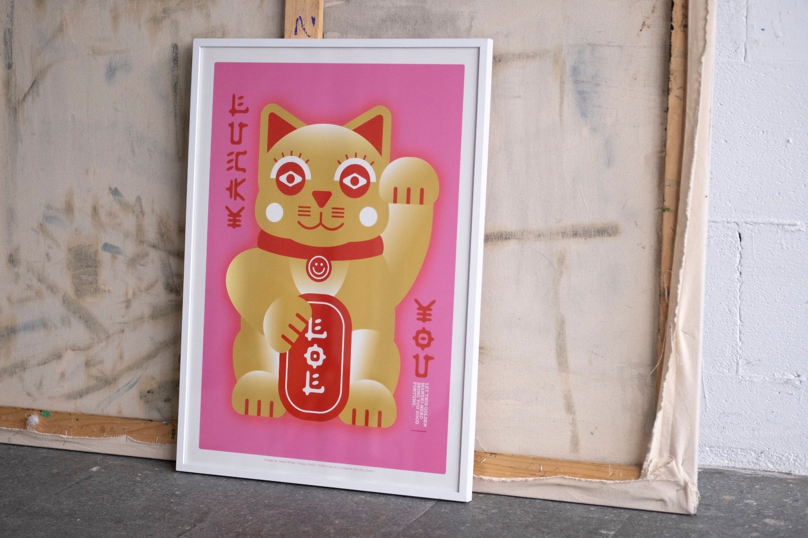 Lucky Cat - 100704 Roze Lucky Cat Poster